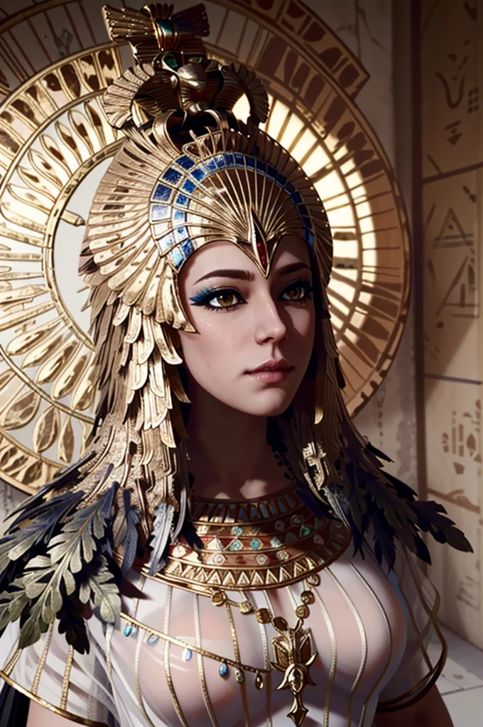 ((Ultra Detailed, masterpiece, absurdres))
Acoisidora ,  a girl,  golden eyes, crown, feathers,  Egyptian clothes,  Whole body