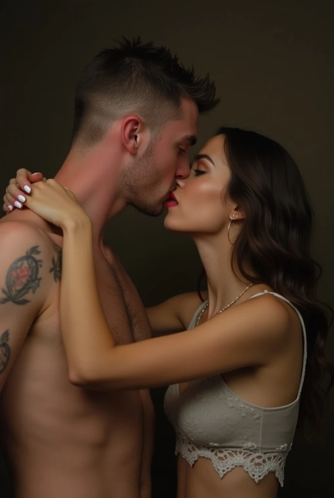 Represent in a very explicit way a hot scene of a man and a woman in a moment of maximum pleasure, totally excited, a photo where sexuality is at its peak