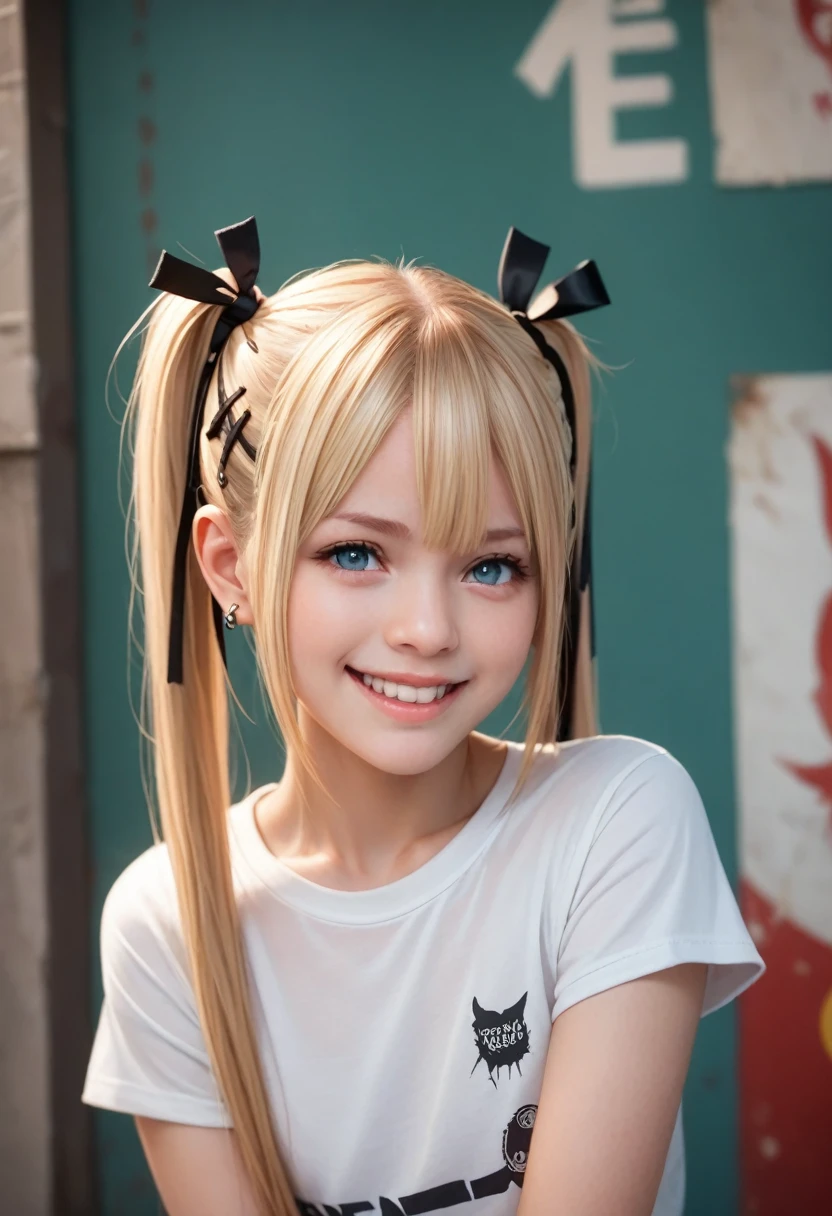 masterpiece, high resolution,Best Quality,8k
(CGanime,marie rose,dead or alive)
(Black half spats,White t-shirt with logo)
 embarrassing,smile