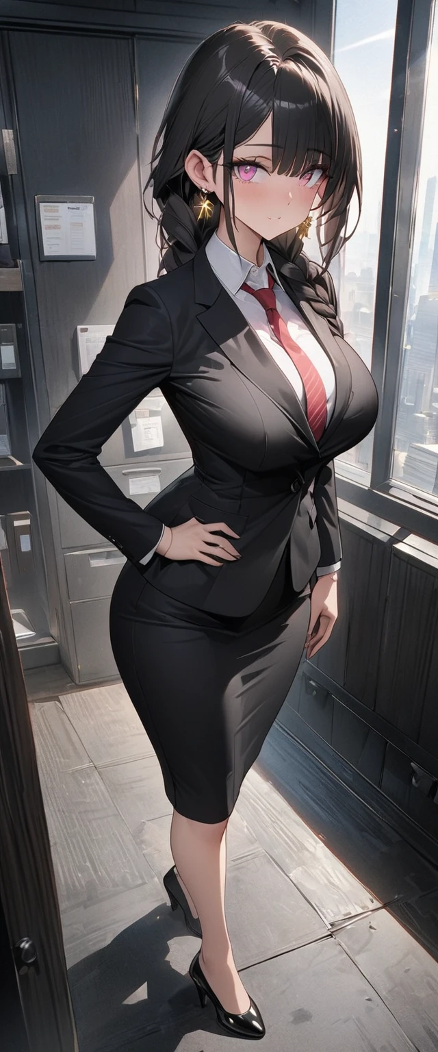 (RAW photo, Realism: 1.8),(The upper part of the body:1.2 1girl,tmasterpiece,best qualtiy,ultra - detailed,illustratio,Fine and detailed eyes and detailed face)garments:Suit pants,Tight white blouse,Vera, allure:Neat low bun short black hair,Natural makeup,(Purple eye:1.05),White glasses,Wide buttock,huge tit,Cleavage is seductive,maternal,at_The_vd_Office,looking at viewert,curvy build,Raised sexy,full bodyesbian,Madam CEO,(a matural female,A MILF:1.1),独奏,(curves:1.1),big assa,thick thight,熟妇, Modern office background,Sitting down,Legs crossed,Wearing sweat,Lots of sweat