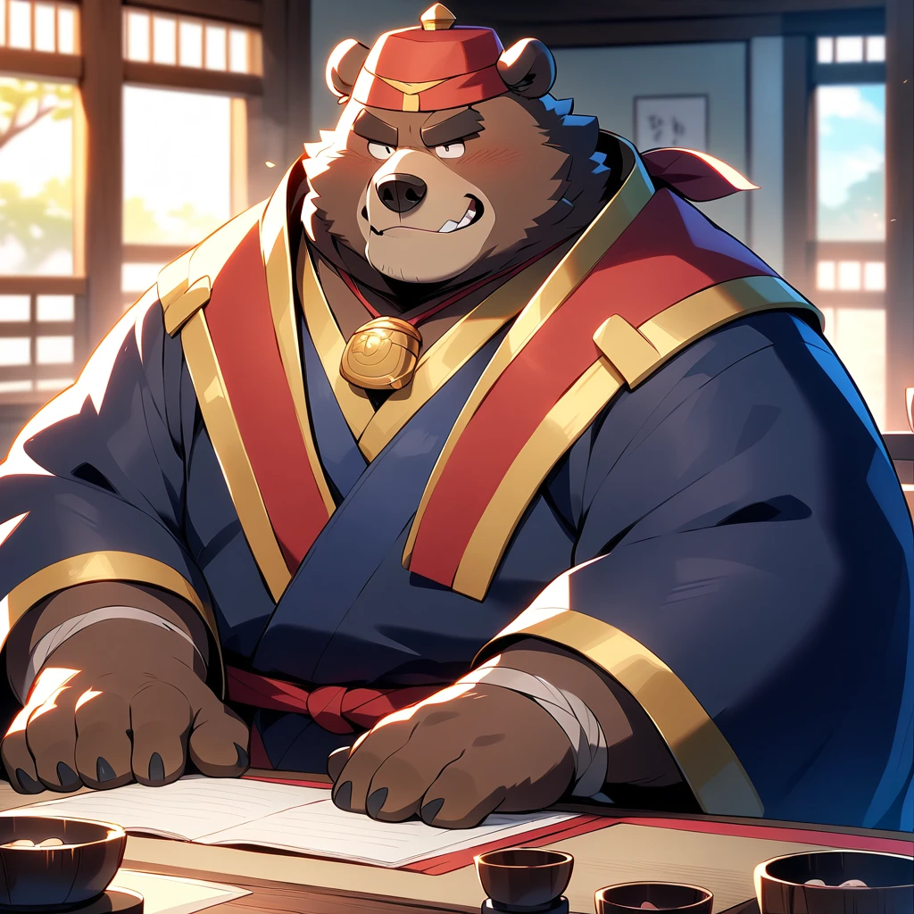  big overweight middle-aged bear man, masterpiece,  highest quality,  so beautiful、hwah jah jiangshi 