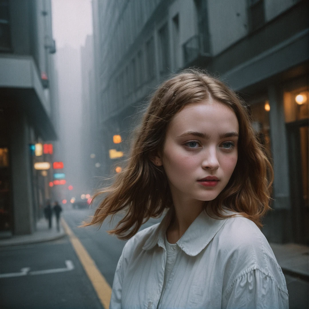 close-up headshot of ((ohwx woman)), ,a girl alone, dark night, film grain, depth of field, analog film style, vivid color, 1girl,  upper body, only her face, rostro destapado, cara descubierta, looking at the camera, loking at the viewer
(looking at  the viewer:1.1),
long hair, blond, fog, (night, dark, dark photo, grainy, dimly lit:1.3),  best quality, high quality, (realistic), (absurdres:1.2), UHD, ultrarealistic, noise,
soft skin,  (flying butterflies:1.2),
long messy hair, viewing at the camera, only his face, portrait
film grain, depth of field, analog film style,
editorial photo,  woman,
(best quality:1.2), absurdres, BLOOM, fog,
shot on Fujifilm Superia 400, Short Light,  32k, cinematic composition, professional color grading, film grain, atmosphere, wondrous, very sunny,
motion blur, only her face, face close up, sin cabelllo en la cara, rostro libre