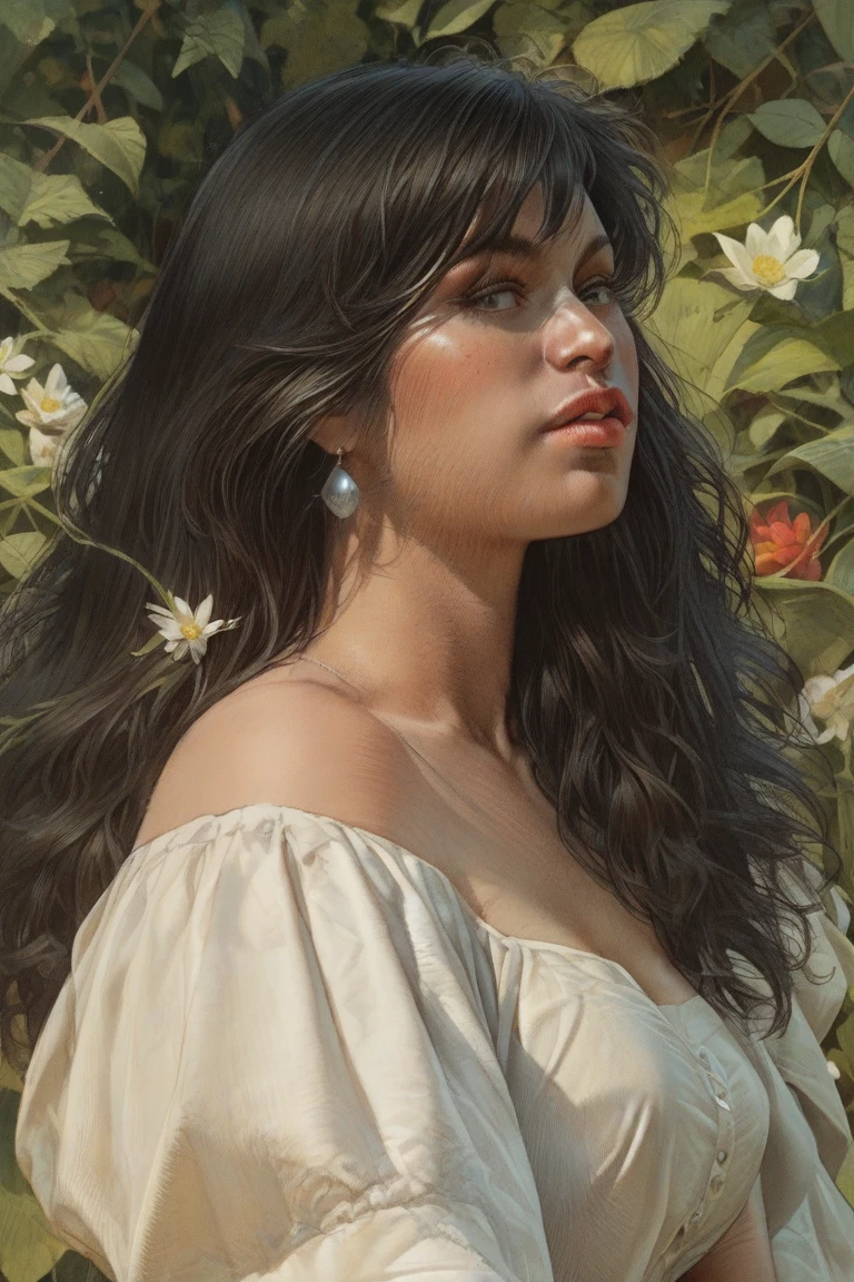  beautiful woman  Druuna with long black hair ,, Fantastic Paintings by Paolo Eleuteri Serpieri ,high quality, 