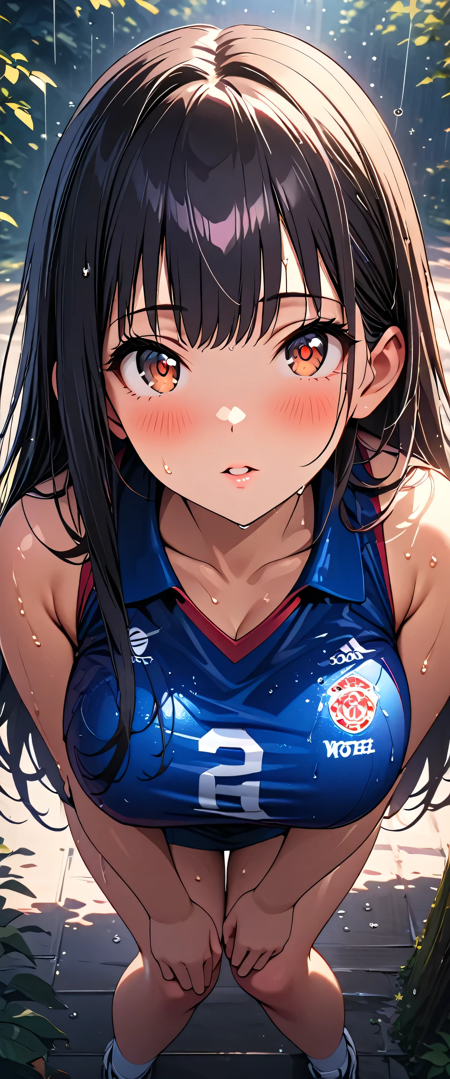 (Best quality, 8k, 32k, Masterpiece, UHD,:1.2),RAW, 1girl,ultra cute , natural lighting,transparent shining eyes, 20yo ,fair complexion, (???????:0.8) ,(slut:0.8), (vulgarity:0.8), (fucked silly:0.8),(steam:0.8),(trembling:1.3)),((volleyball uniform )) ,From above, kneeling, body-fitting, White background, sneakers, 