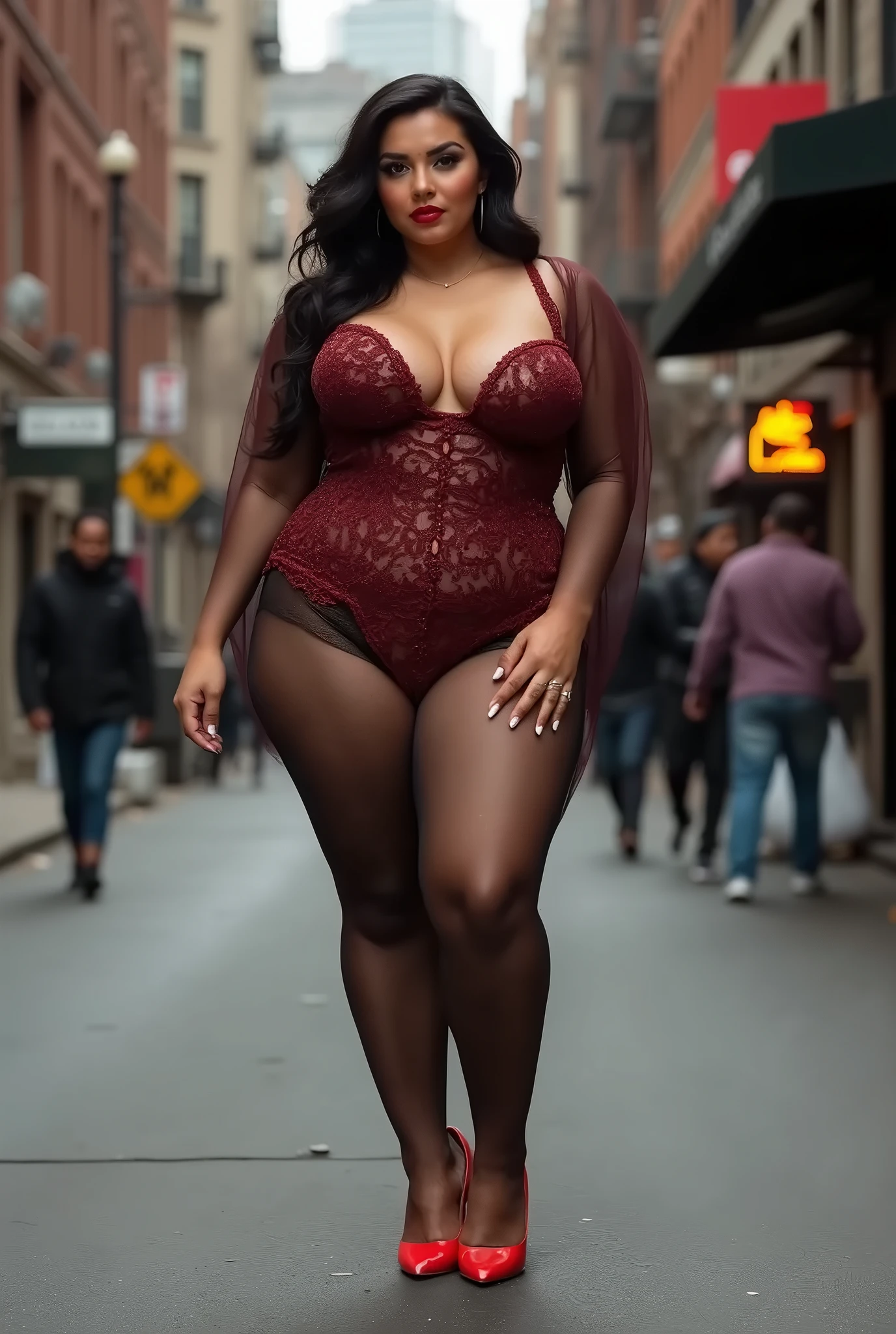 Ava addams milf realiytic (big size breasts 2.8)very small waist, very wide hips, dig ass, cheap brs and panties on the crowded street 