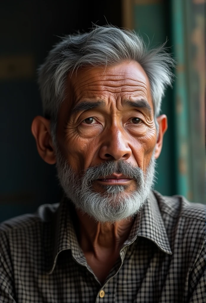 an Indonesia 45 years man, a half body portrait,studio photo, realistic,wongflux