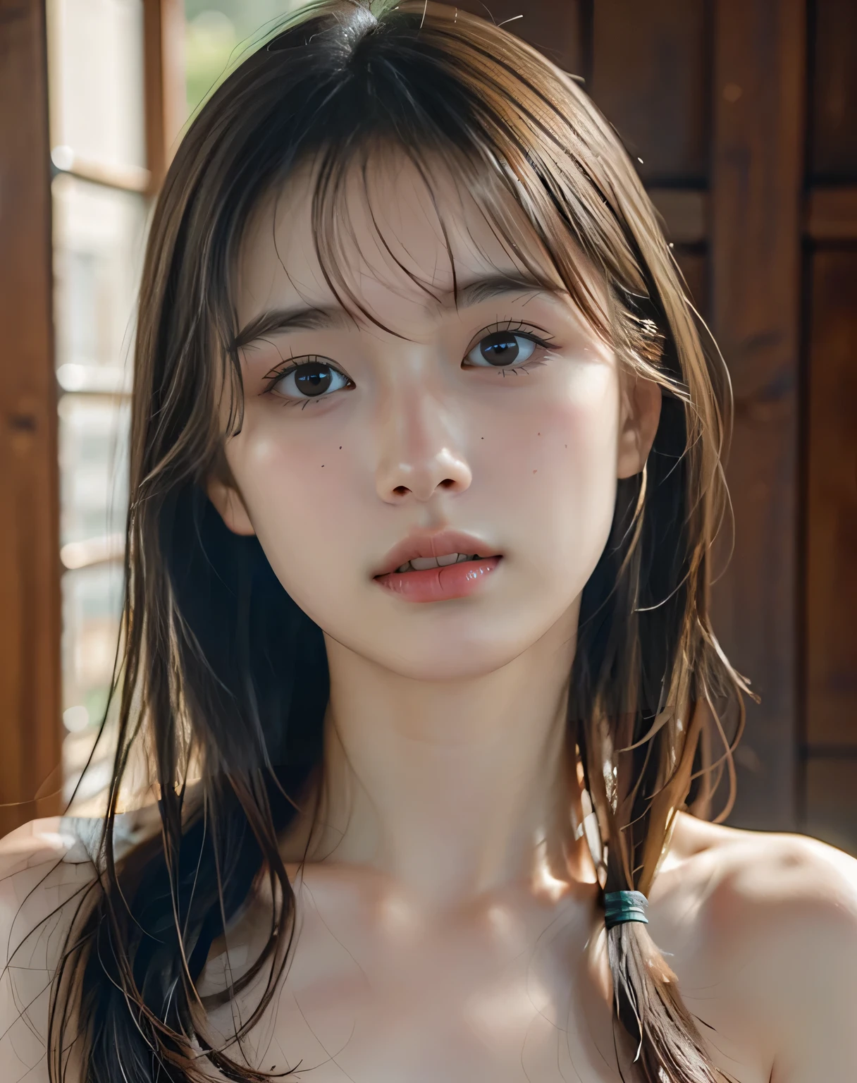 {Best Quality},  {{ Face Focus :: }},{{Moon face:1.3}},{Thin jaw} ,,{{}},,Soft light,    ultra high resolution , (  photorealistic:1.4),  RAW photo, {  1 Japanese girl:, １８age：smile},{{{Portrait from the shoulder:1.6}}、{{  Face Focus  }}, {naked},{ nude},{ nakedの ,cute, (Shining Eyes,  photon),{{  Double eyelids on both eyes }},{{ length eyelashes:1.6}}},{{  Details}}, ( small breasts),( high resolution  Details of human skin textures), {{(length　 straight hair:1.6)}}