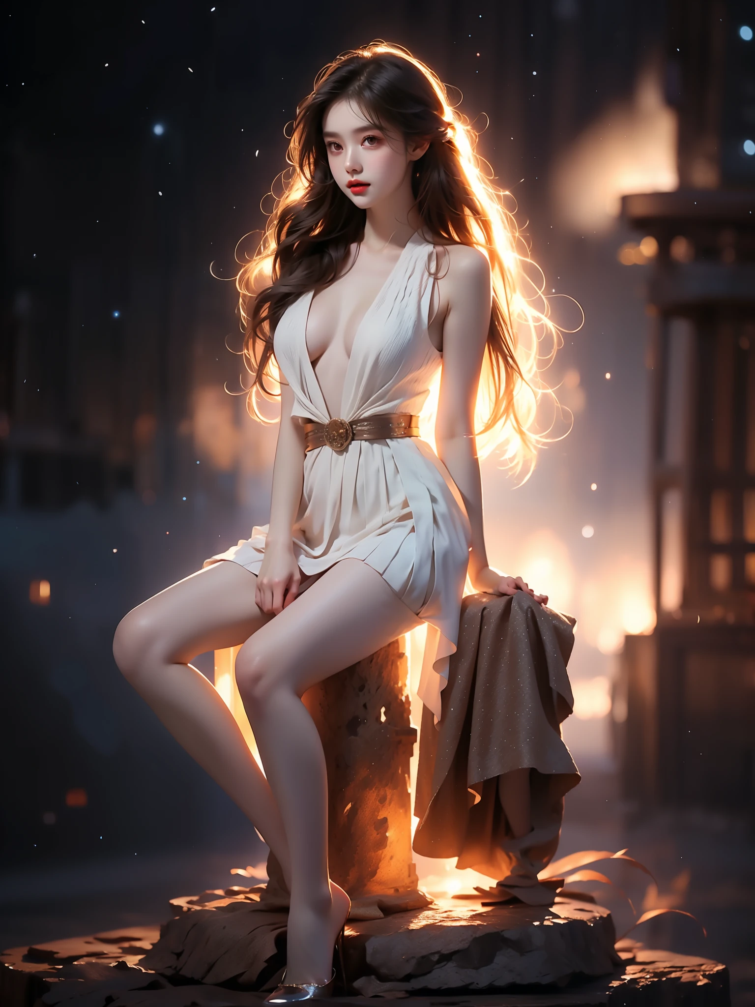 naked vest
open vest ((full body shot)), (elegant seated pose:1.3), slim figure, short pleated skirt, S-curve posture. soft lighting, (night sky:1.2), (galaxy background:1.2), stars and nebula, cinematic composition, shallow depth of field, 8k quality