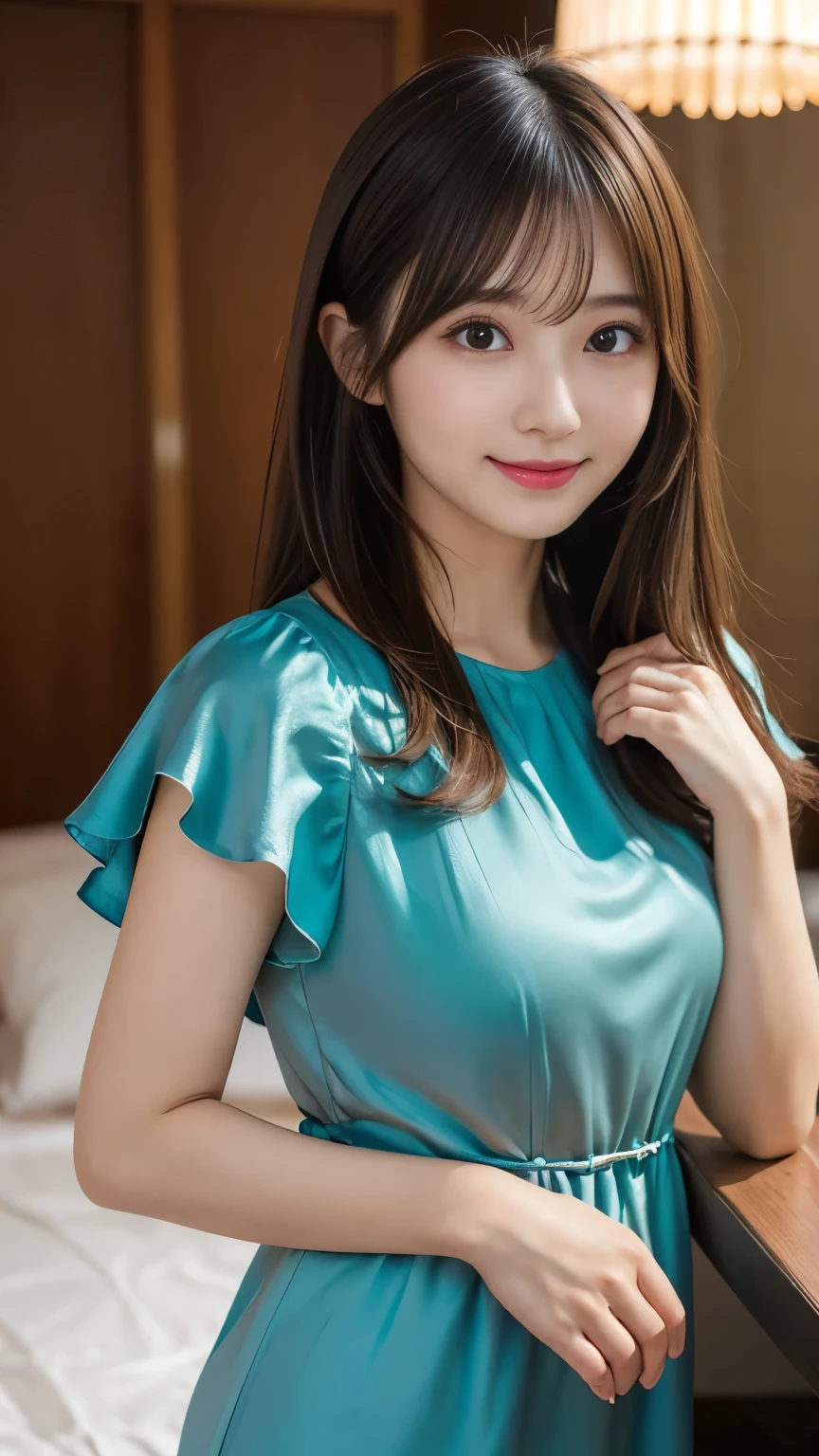 (8K、RAW photography、Top image quality、tmasterpiece:1.3)、(hentail realism、Photorealsitic:1.4)、(Realistis:1.4)、(Transparency:1.2)、Innocent upper-class ladies, wearing a formal dress、Bare with thighs!!!, primitive,(8K、top-quality、tmasterpiece:1.2)、(intricately details:1.4)、(Photorealsitic:1.4)、octane renderings、Complex 3D Rendering Ultra Detail, vibrant detail, super detailing, realistic skin textures, Detal Face, Beautiful detail eyes, Very detailed CG Unity 16k wallpaper, Make up - up, (detailedbackground:1.2), shiny skins、A smile、