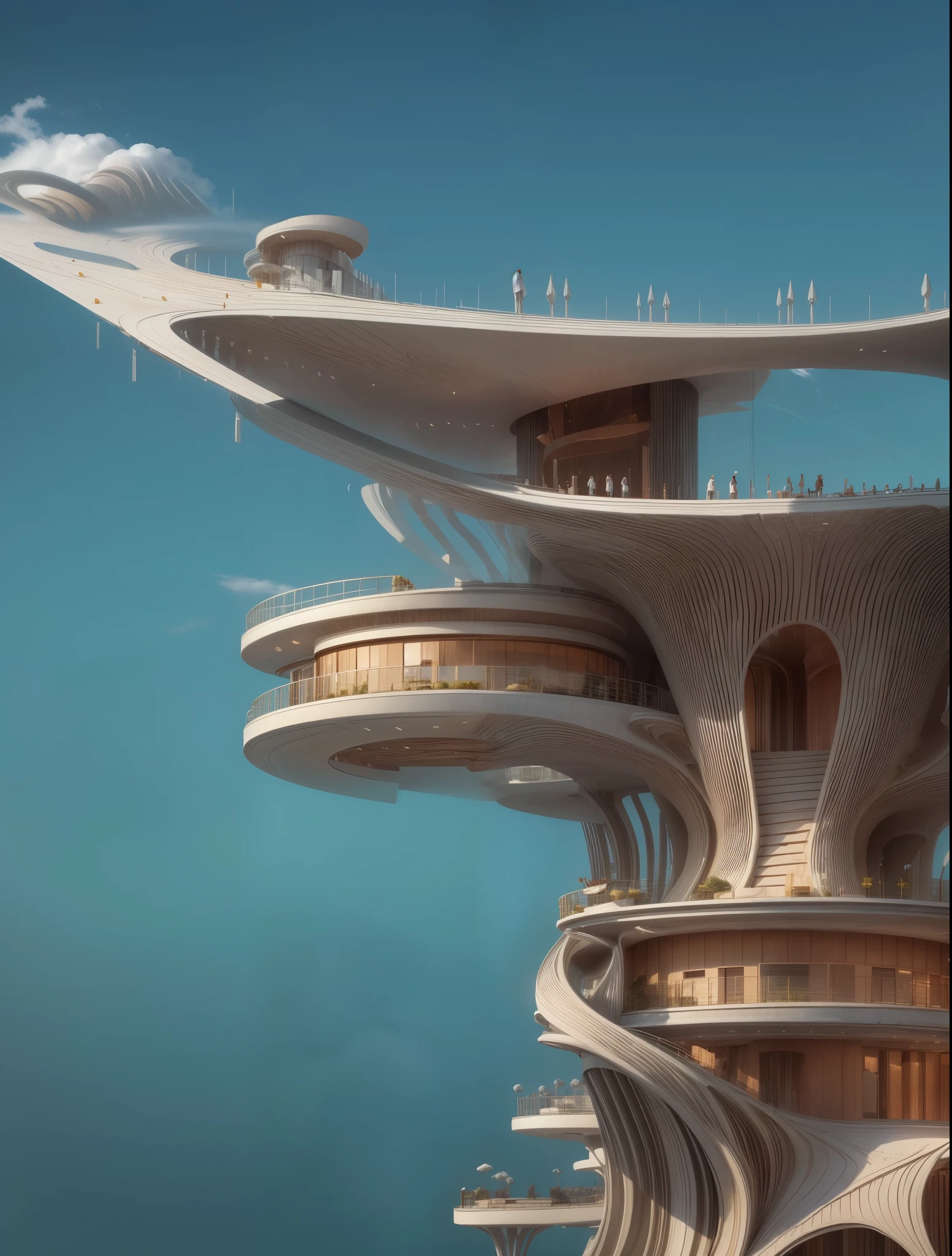 Realistic tower in sky.