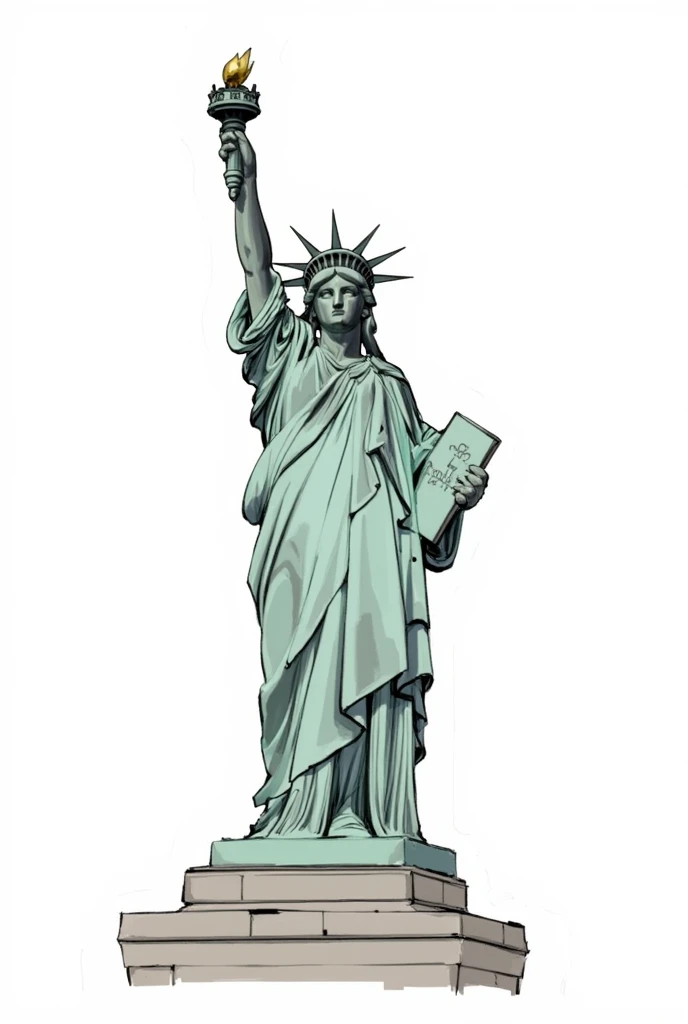 sketch_style, statue of liberty