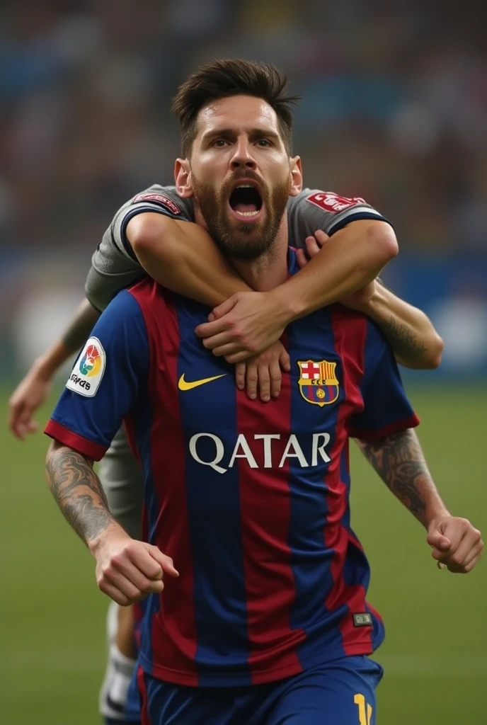 Messi abrazando a Dario benedetto
