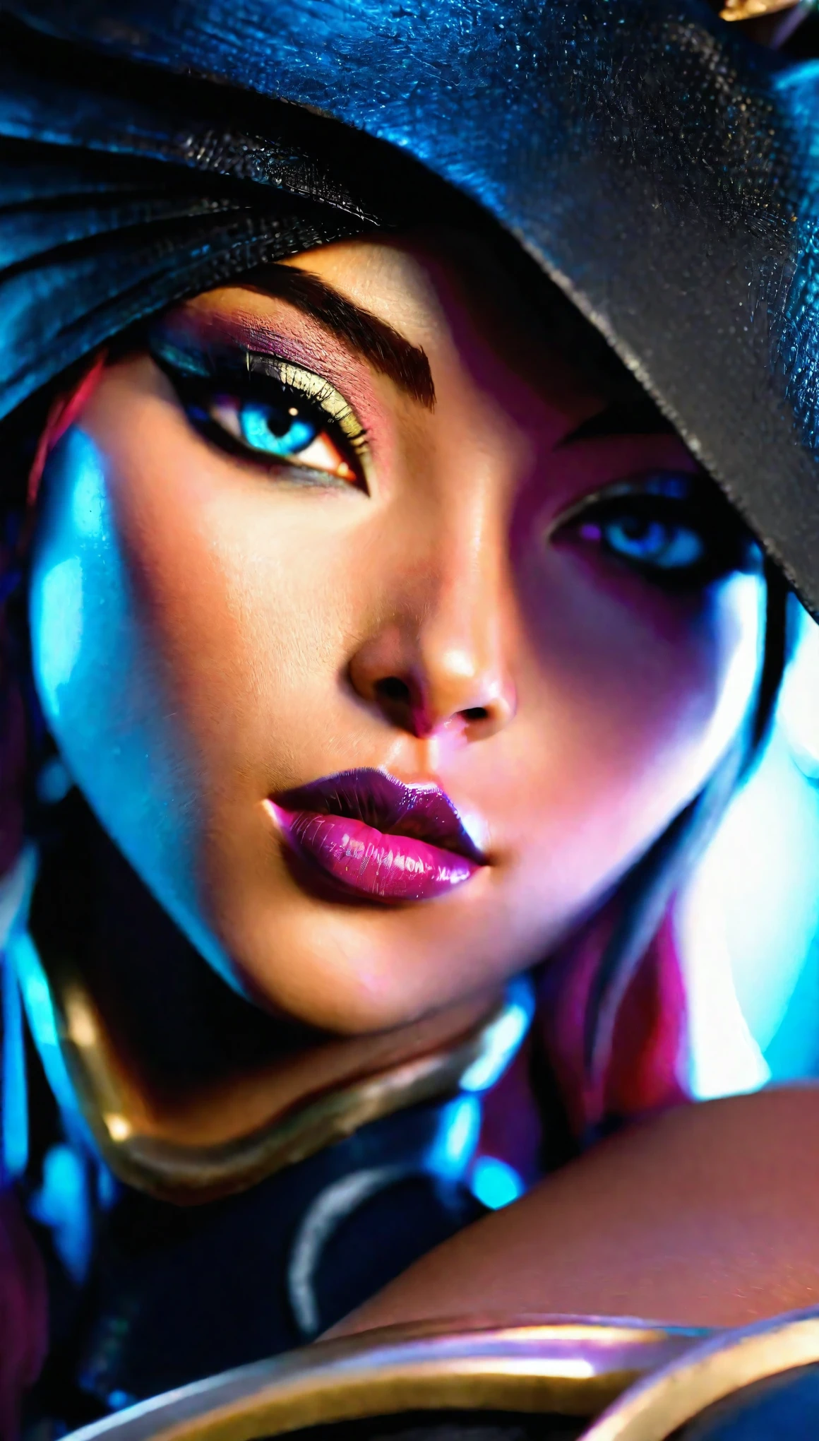 a highly detailed anime style portrait of akali, league of legends season 14 world championship, beautiful detailed eyes, beautiful detailed lips, extremely detailed face and features, studio lighting, dramatic lighting, cinematic, vibrant colors, photorealistic, hyper detailed, intricate fantasy character design, dynamic pose, powerful expression, digital art, masterpiece