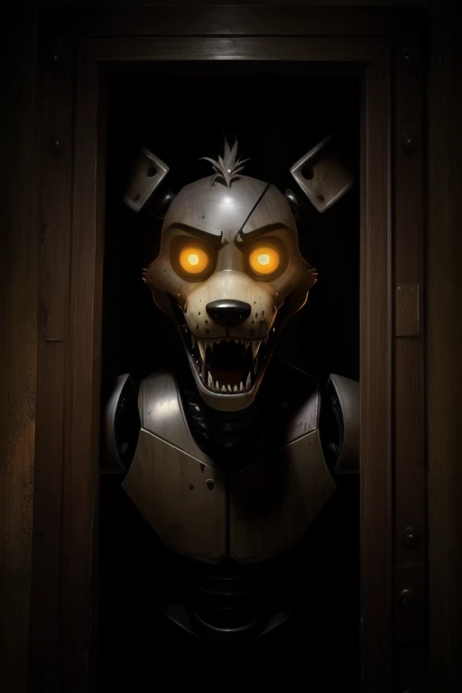  explicit , by Taran Fiddler, by DarkGem:0.8, masterpiece, detailed body One , /(fnaf/), (robot), ( animatronic :1), two-color case , , eyepatch, , yellow eyes , , cute fangs, ( looks at the viewer), Thin man, ,  good lighting , ,  Detailed background , ,hallway background 1 ,, animatronic на камере видео наблюдения 1,голый animatronic 1, virgin building 1, horror film, Hallucination,  memories  ,   The shocking moment  ,   animatronic нападает на зрителя , frames  ,