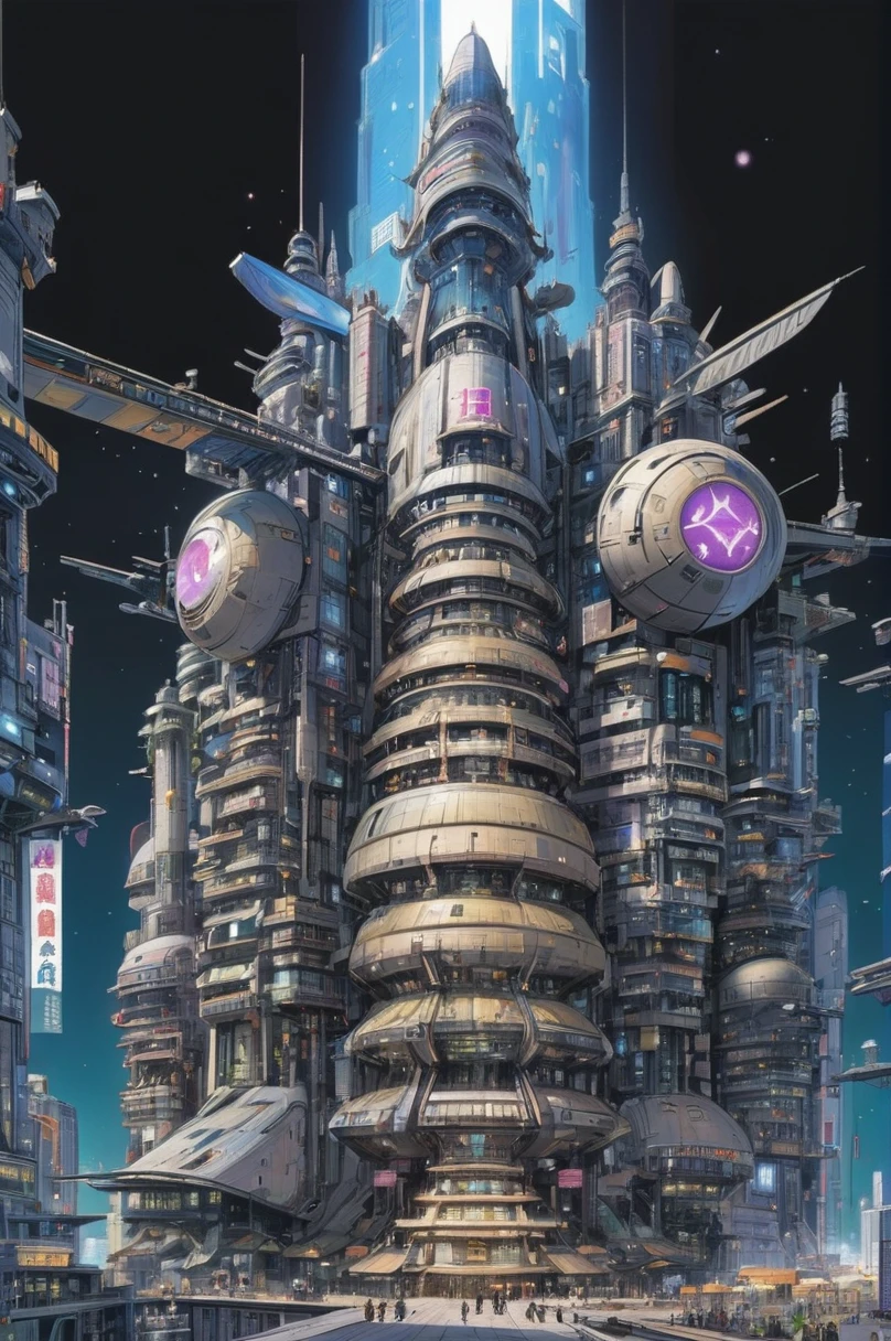 kyotopunk, zukuri, anime style, fantasy, modern art gallery in a gargantuan,Hyperborean scifi arcology at the beginning of reality, masterpiece, by Juhani Jokinen