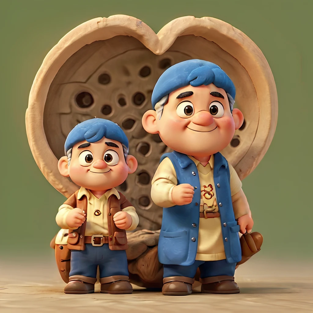 「 a stubborn father character is beating、 3D animated illustration with a round shape 。The whole thing is rounded 、 cute and unhavable appearance 。 fantasy style background added 、 Friendly Atmosphere 。 funny old man character 、A photo of only one person。」