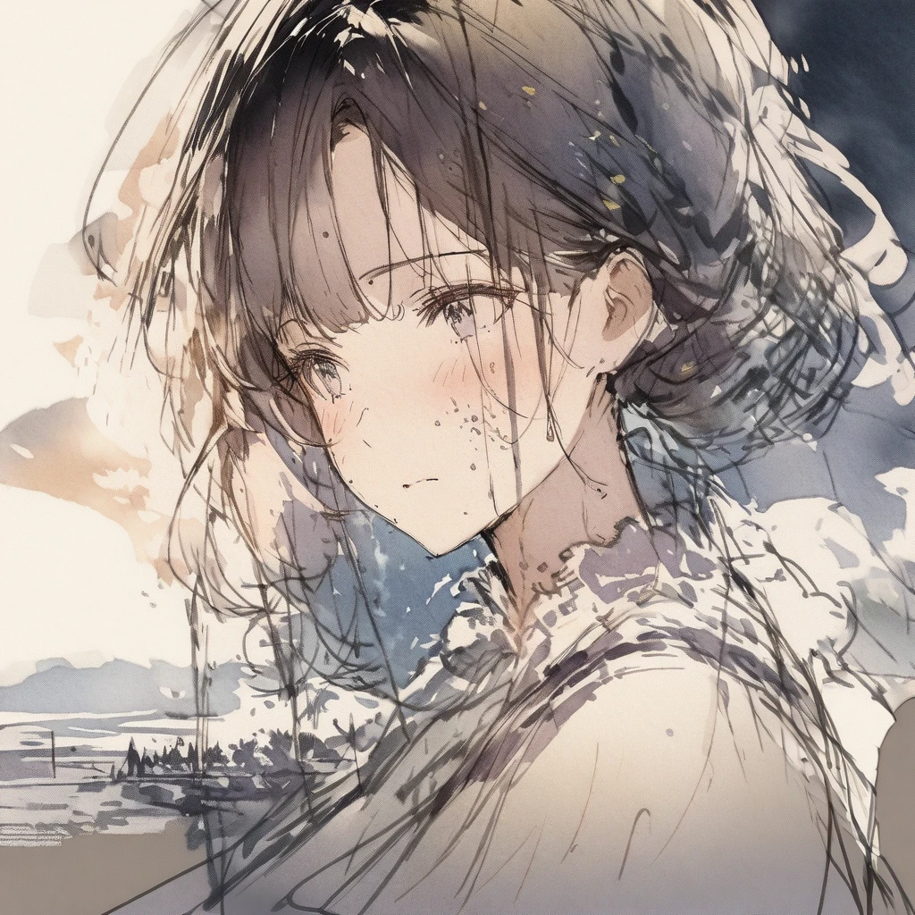 ((sketch:1.5)), ((watercolor:1)), Double Exposure of a Beautiful and Delicate Woman (The face is clear and perfect)image，Background、 Perfect Ultra Detailed Victorian Scenery , beautiful,  complicated illustration,  Artwork Concept Artwork, break,(How Boring to Be Upset by Your Inferiority ),