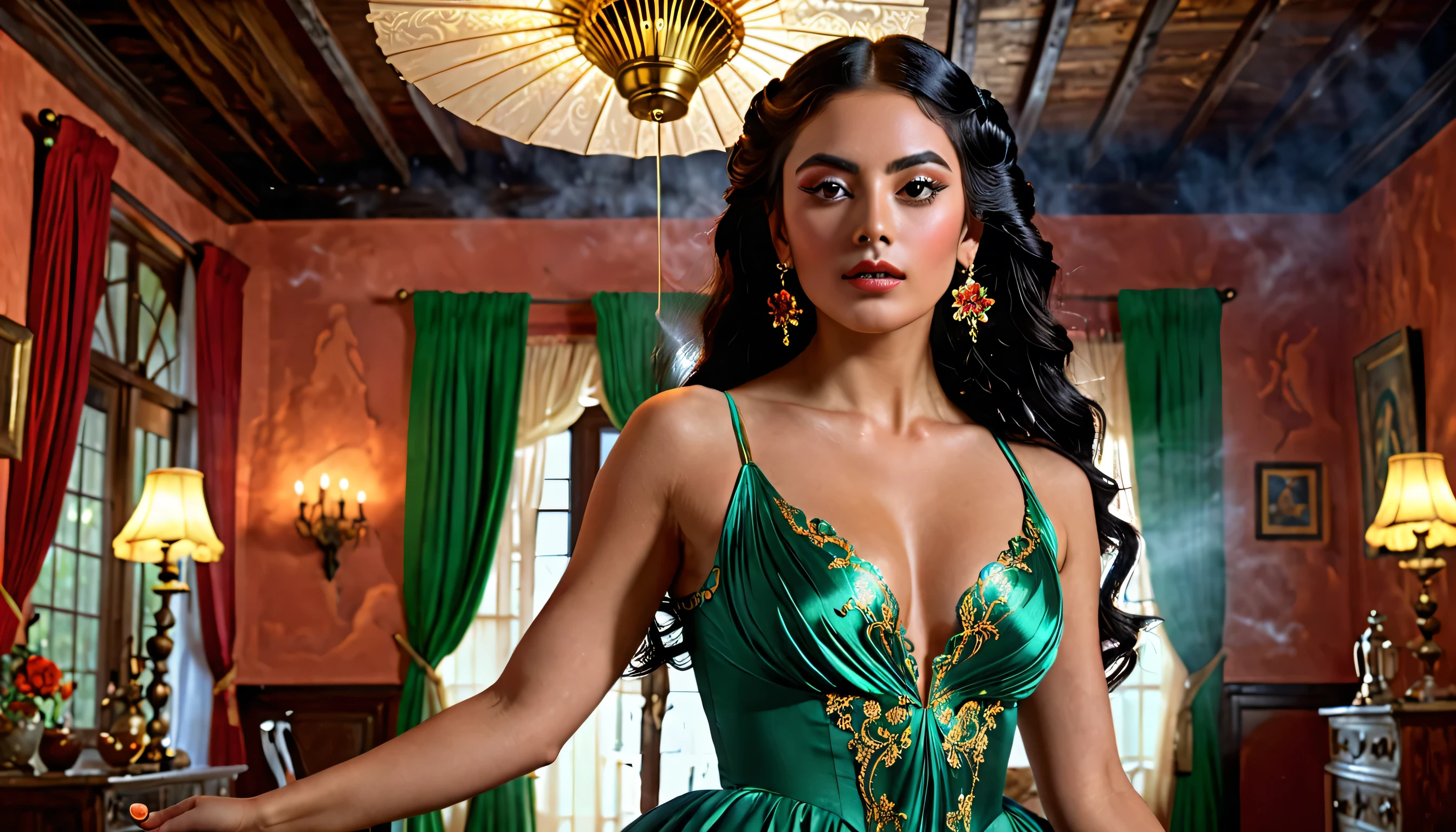(best high quality:1.5), work of art, (8k), extremely detailed, (High details:1.4), Solo, ((HotLexi)), Mexican female with 24 years old, (dress strapless), ((shaped-hourglass hot body)), (pretty perfect square defined model face:1.2), BREAK,