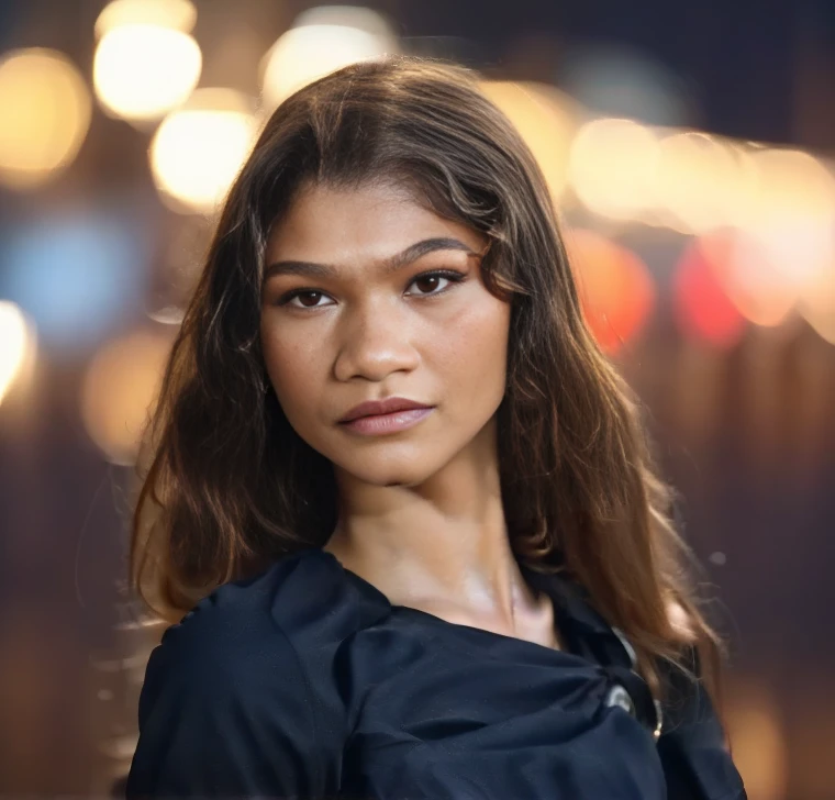 (zendaya:.4), (32k:1.5, Highest quality, masterpiece, Ultra-high resolution), Professional camera work:1.6, Highly detailed skin and face textures:1.3, Captivating portrait:1.2, Very accurate, 1 adult female,  Incredibly slim body, sense of loss, Sadness, Expressions of sadness,  Small face, (medium shot),