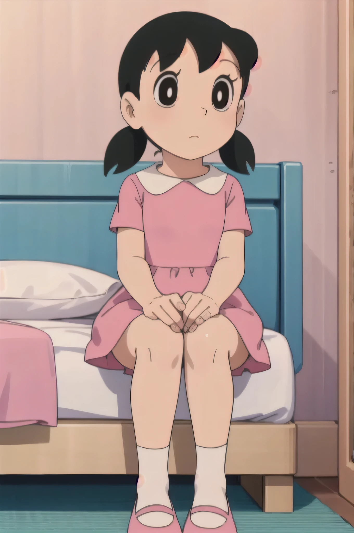 (6 years old)(1girl)(master detailed anime)(master quality)(RAW Photos))(8K)(Realistic, photo Realistic:1.2), ((Highest quality))(naked)(white bra)(white panty)(panty shot1.5)(Real human body),Perfect Anatomy)(Black Hair)(shine eyes)(Detailed eyes)(Detailed eyes)(blush)(Perfect body line)(Bedroom On the bed)(spread legs1.5)(panty shot1.5)