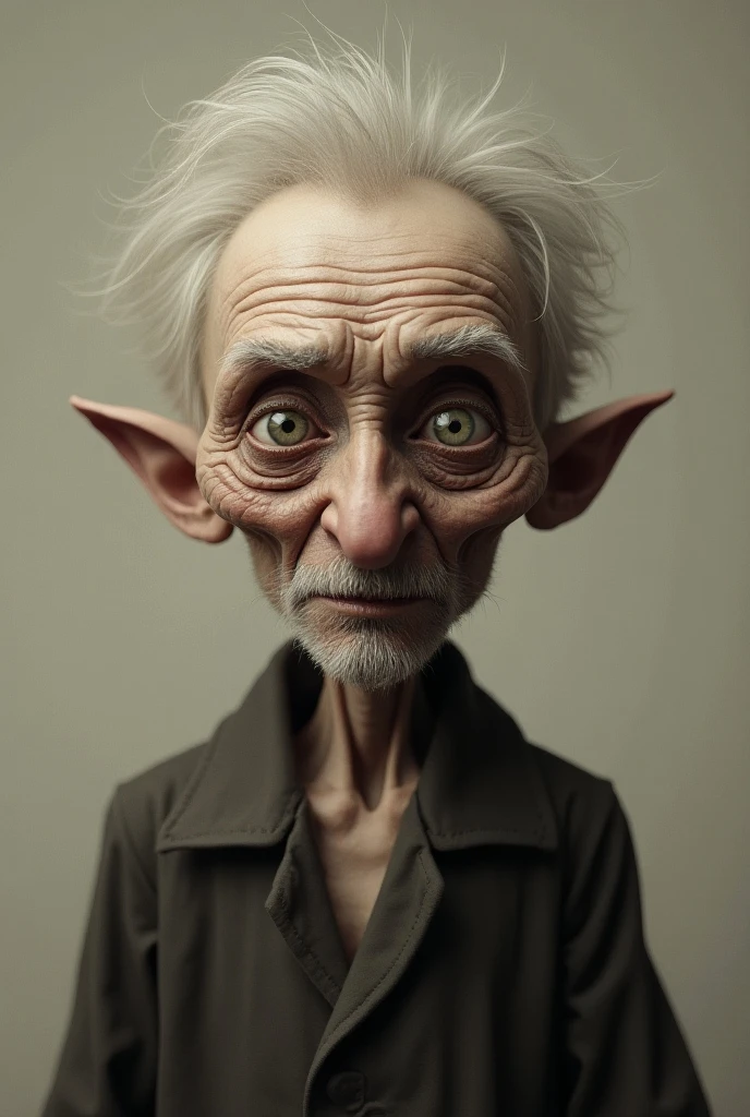 homem de cabelos brancos e olhos azuis posando para uma foto, Donald Trump como Gollum, Gollum, foto de demon Gollum, Retrato de um Duende, medium portrait of a goblin, Yoda Retrato da Arte da Fantasia, gollum as a titan, Retrato de um gnomo chamado Eldon, Greta Thunberg como Gollum, Retrato de um elfo, With eye Glasses