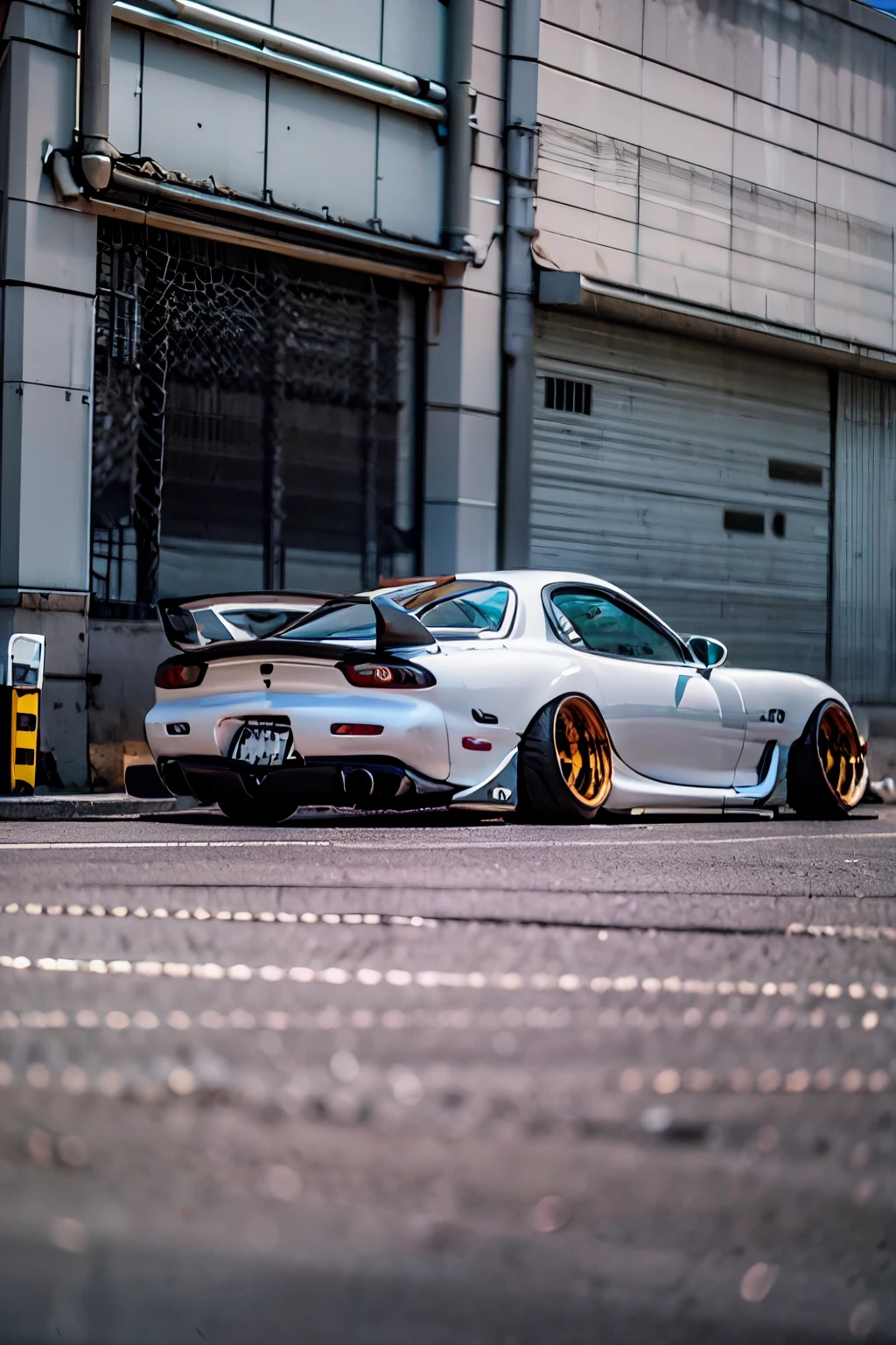 Tuned RX7 , Widebody kit , Deep rim wheel ,Custom car , cyberpunk , high definition, High Details,