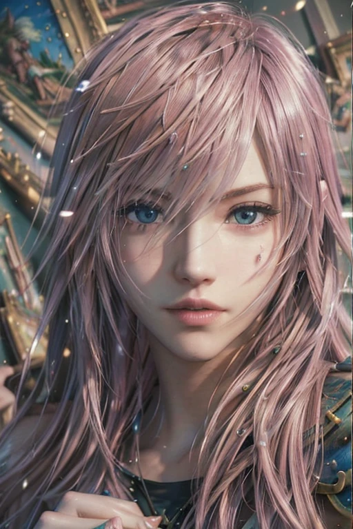 ( masterpiece,Best Quality, 4K, 8k,  high definition, masterpiece:1.2), Super detailed, (Realistic, photoRealistic, photo-Realistic:1.37) ,Lightning(Final Fantasy XIII),(Final Fantasy XIIIスタイル),Her hair is bright pink , (Realisticな肌),Beautiful Skin,Beautiful light blue eyes, beautiful details in her eyes ,smile , Lightningの衣装,sword,超 high definition,  studio lighting in the studio, Ultra-fine painting, professional,  vibrant colors, 超 high definition,  studio lighting in the studio, Ultra-fine painting, Sharp focus,  physically-based rendering, professional,  vibrant colors,(((Best Quality))), ((Super detailed)),((masterpiece:1.5)), Detailed Photos, (Best Quality: 1.4), 超 high definition, High image quality,Perfect fingers,Perfect limbs,Perfect Fingers