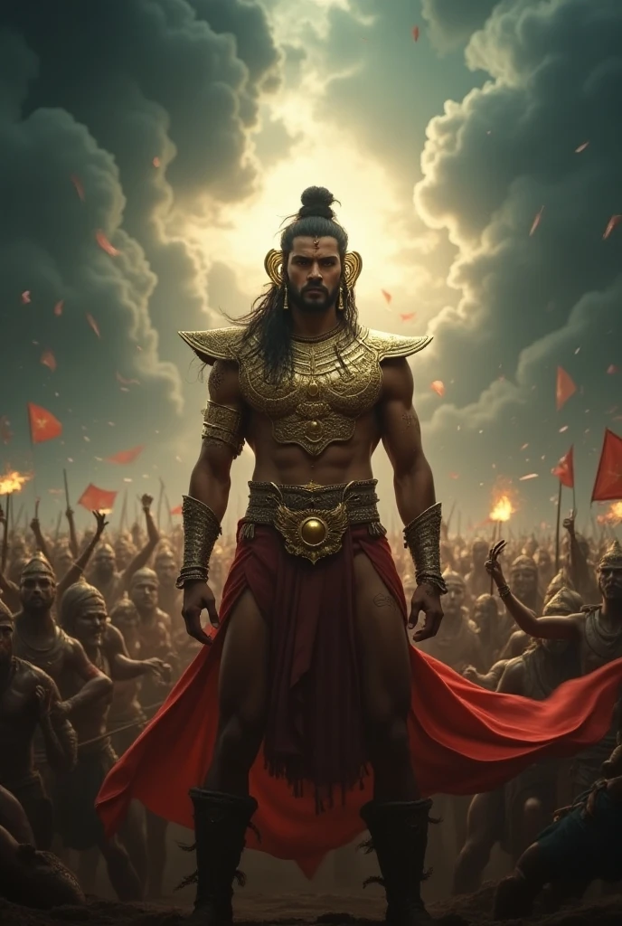 Krishna in Mahabharat as a warrior aggresive look