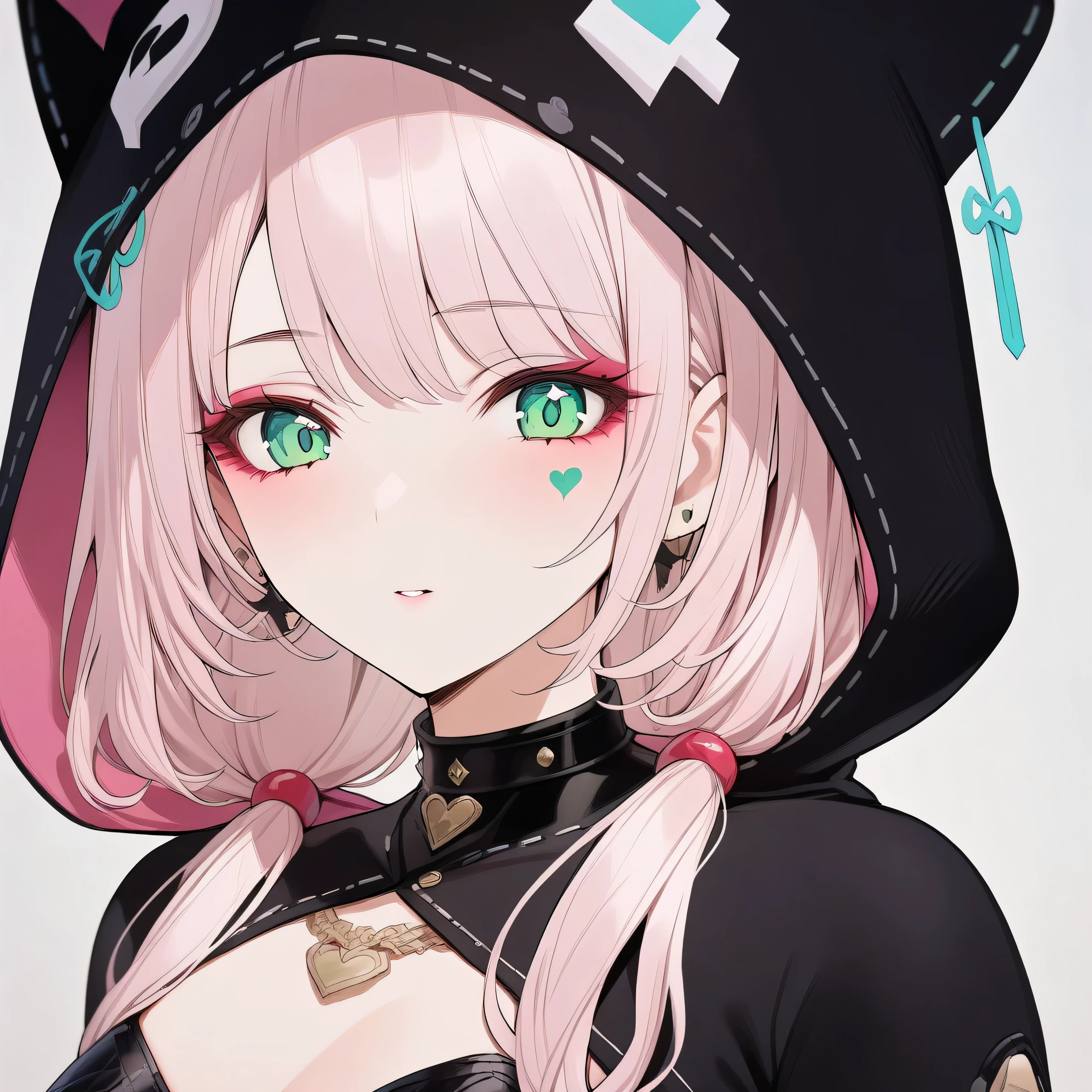 luzao\(EOE\),one girl,solo,(masterpiece, best quality:1.2), 1 Girl, Solitary, Skin details, Beautiful facial features, Exquisite makeup, green eyes,Exquisite eyes, Eye details,hood,cat hood,pearl pink hair