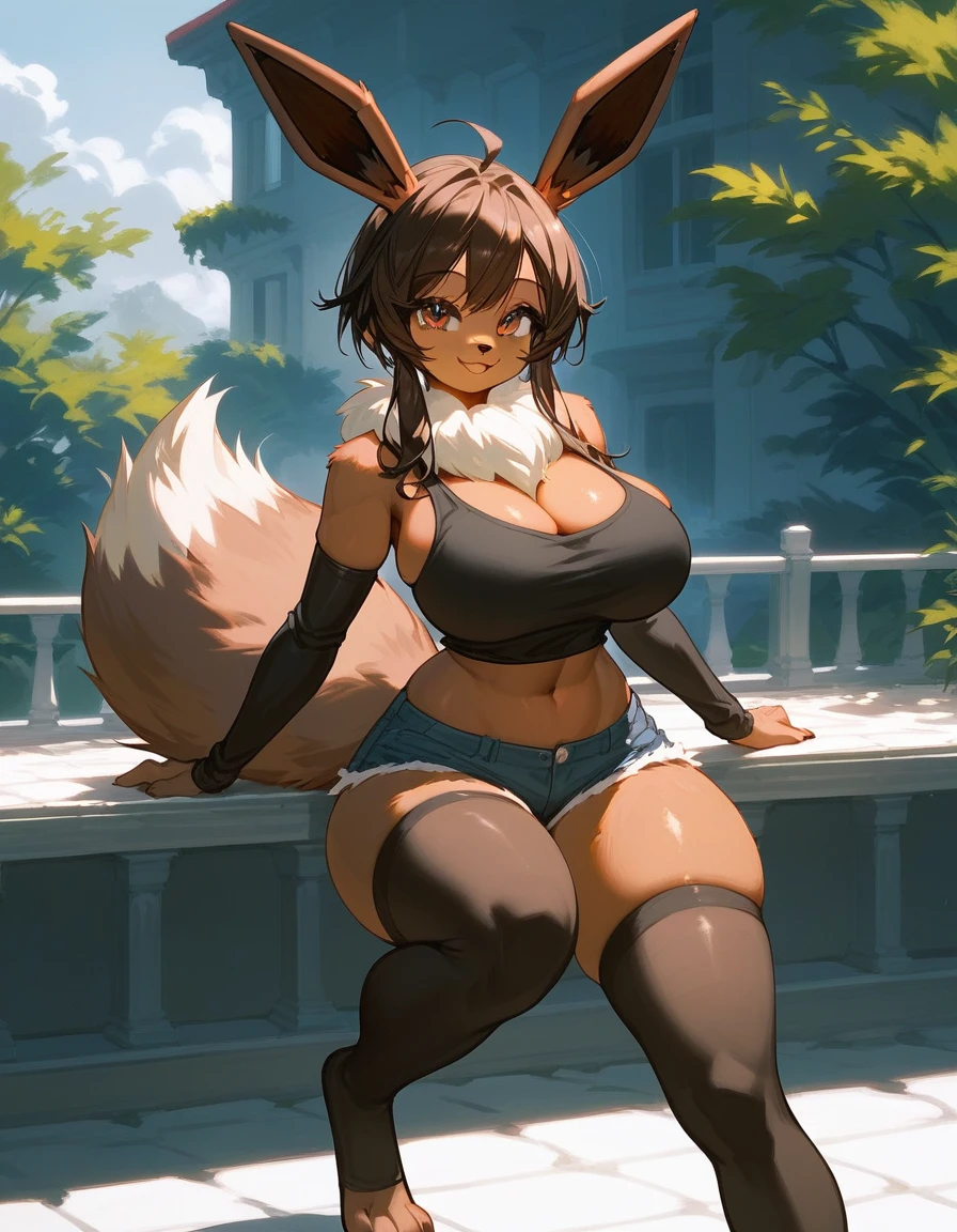 feral,fox, masterpiece, best quality holo is a wolf girl,fox tail, furry art!!!, curvy ,thick thighs,expressive eyes, (brown fur skin), wolf ears, messy hair, feral), furry, stocking, sweaty, plump body type,Serval, fox, wolf girl,fangs, sharp eyeliner, eyeshadow, (detailed eyes), milf ,voluptuous, dog collar, Lingerie, short skirt, tape pasties, harness,