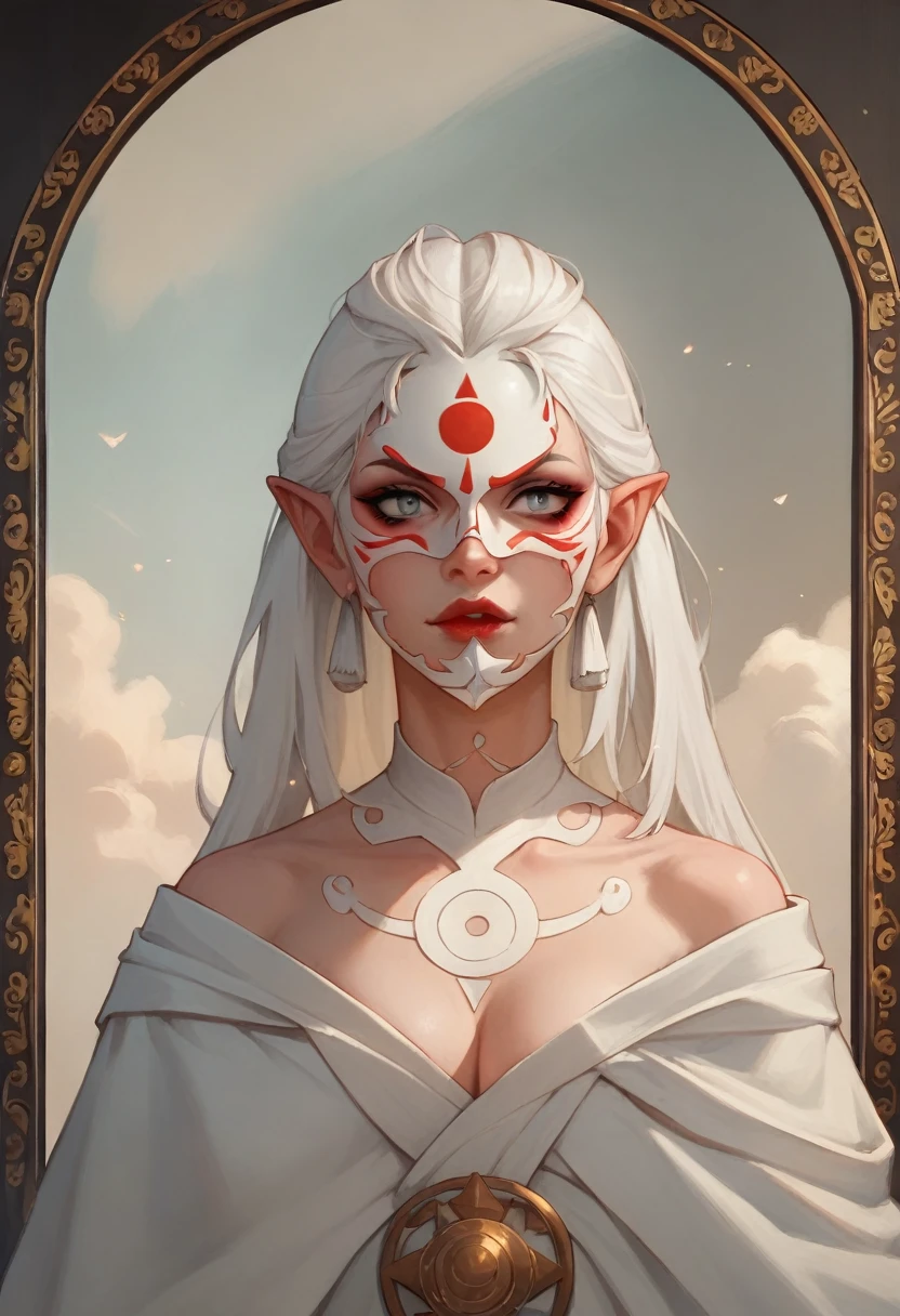 a close up of a woman with white hair and a white mask, beautiful character painting, guweiz, artwork in the style of guweiz, white haired deity, by Yang J, epic exquisite character art, stunning character art, by Fan Qi, by Wuzhun Shifan, guweiz on pixiv artstation