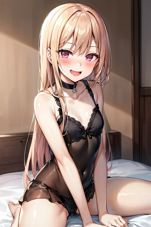 ((Best Quality)), ((masterpiece)), (be familiar with),  perfect face, indoor, bedroom,  watching viewers in the winter mountains ,
One woman,  Kitakawa Kaiumi,
 characters with open mouth ,  ecstatic expression , blush, smile,
Small breasts,  flat chest, , ,  s, Girl,
Long Hair,  long hair,
Leg spread,