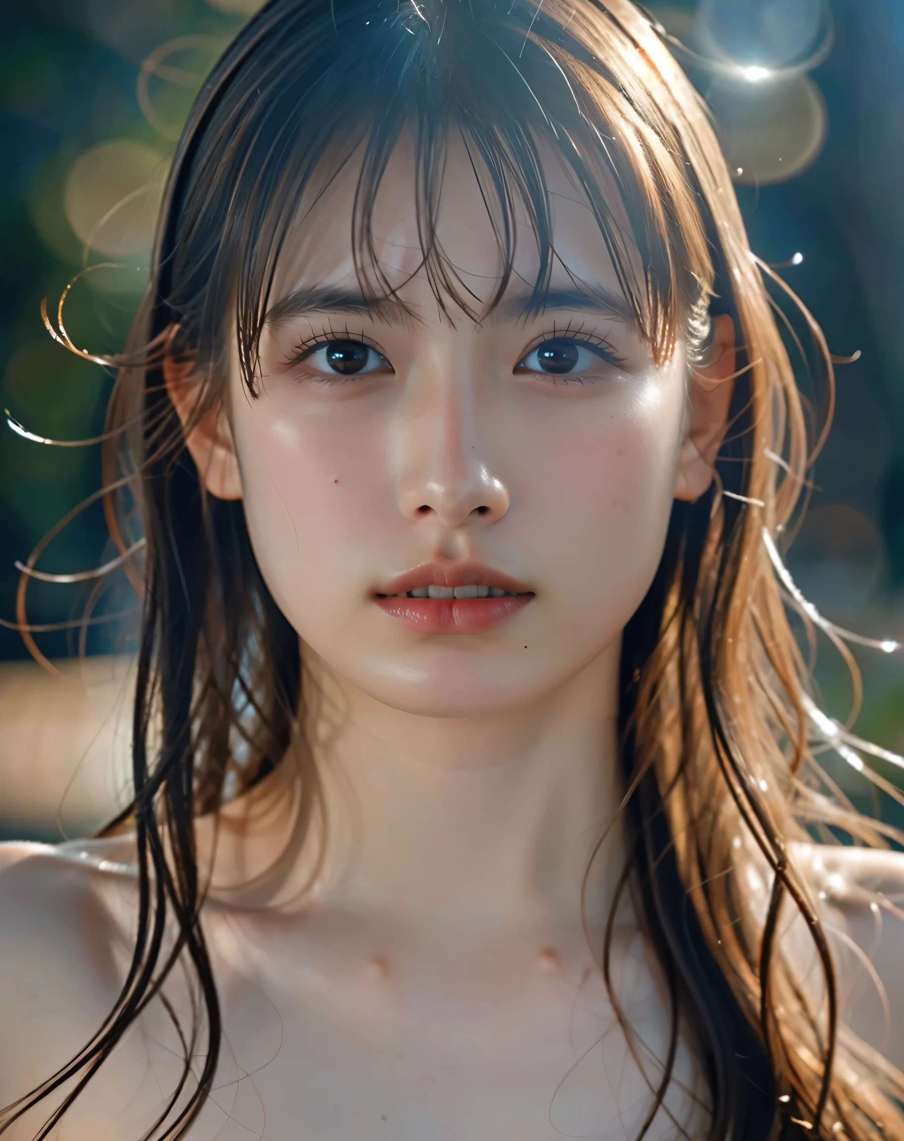 Best Quality,  Face Focus , Soft light,  ultra high resolution, ( photorealistic:1.4),  RAW Photos, { 1 Japanese girl:, Alone},full body, {naked},{ nude},{ nakedの ,cute, (pupil, pupilに光),{{ Double eyelids on both eyes }},{{  long eyelashes }}}, details, (Small breasts),( high resolution details of human skin textures), (Long Hair)