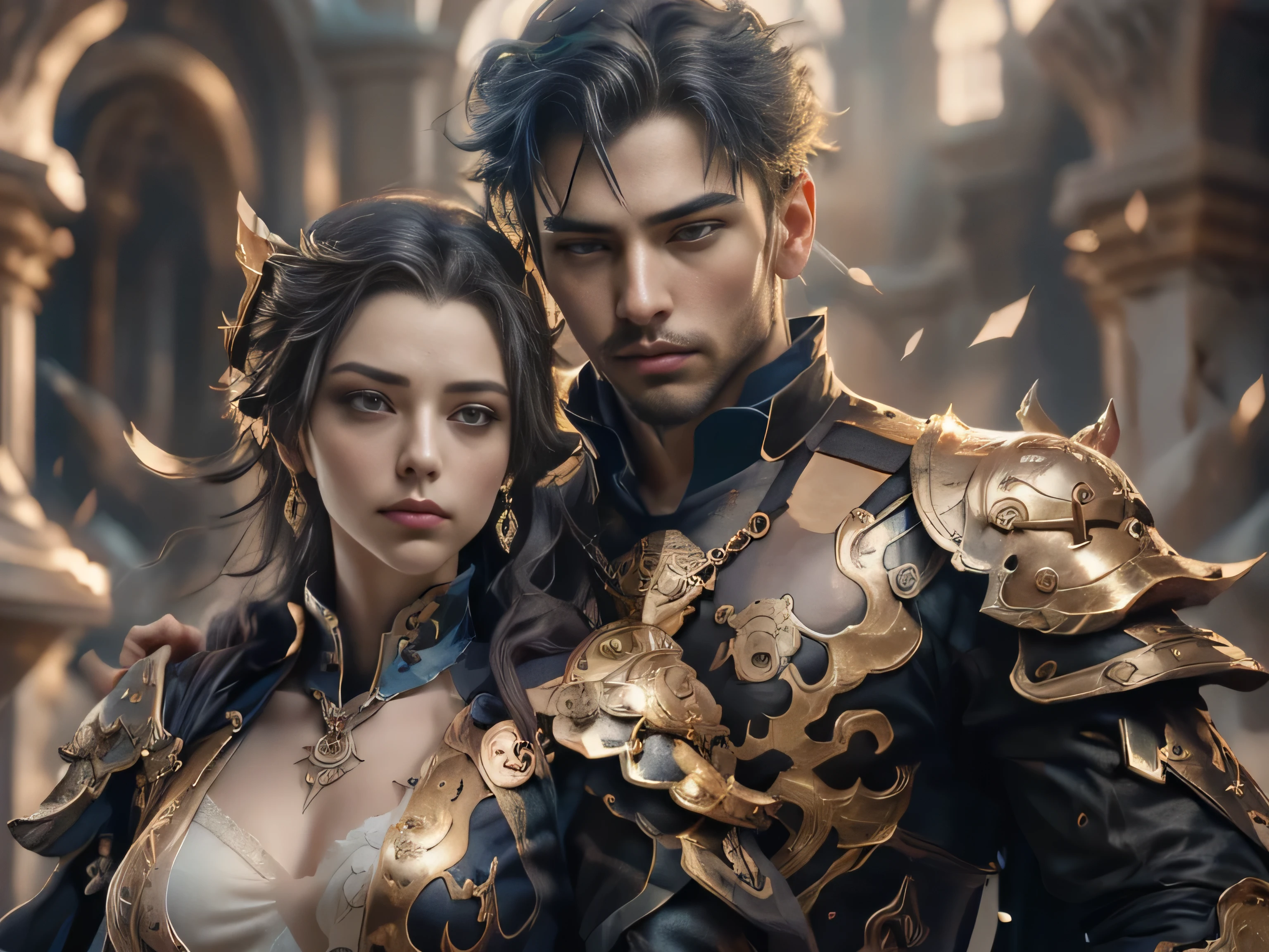 (Best Quality, Super Detail, Masterpiece, Representative Work, Official Art, Professional, Super Fine Detail, 8k:1.3), (Photorealism:1.2), (Couple, Beautiful Girl and Boy), Pirate beauty and handsome man Pirate, Handsome guy hugs beautiful girl from behind, Jolly Roger in the Sky, British Coat of Arms on the Body, Sawed-Off Shotguns, A Crowd of Thugs. They Are Not Afraid of Death, Nimble as Hell, And Stoned with a Plan, The Captain's Pride, Correct Proportions, Perfect Face, Perfect Hands, Sweet Atmosphere, Photorealistic, Sharp Focus, Dreamy Atmosphere, Delicate Details, Soft Volumetric Light), (Backlight:1.3), (Cinematic:1.2), Intricate Details, (ArtStation:1.3)