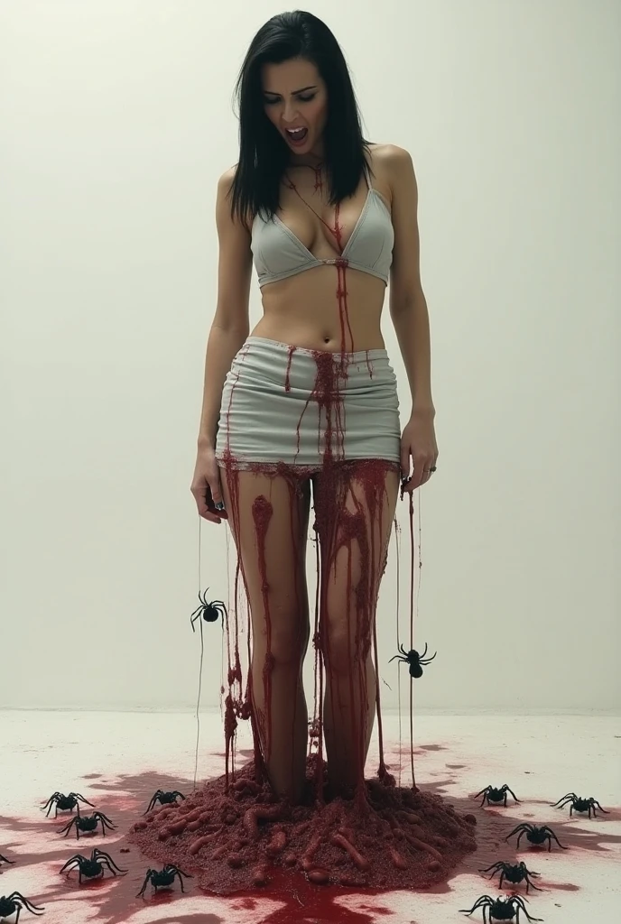 zombie woman, hiper realista, head to toe image, corpo necrosando, roupas sujas e rasgadas