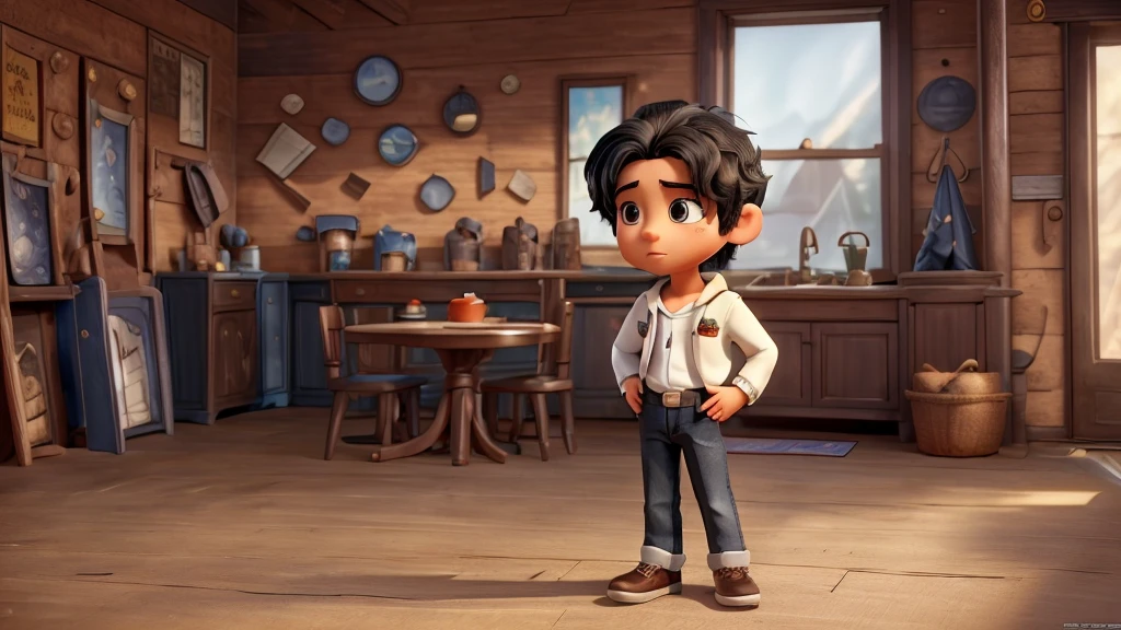 boy, s,  black hair , Standing up Disney style, (((best quality))), high detail,  depth of field , focus: 1.2,  realistic photo , best quality, 8k, dslr, absurdities, award-winning photo,  realistic photo , foto raw, amazing, fine detail