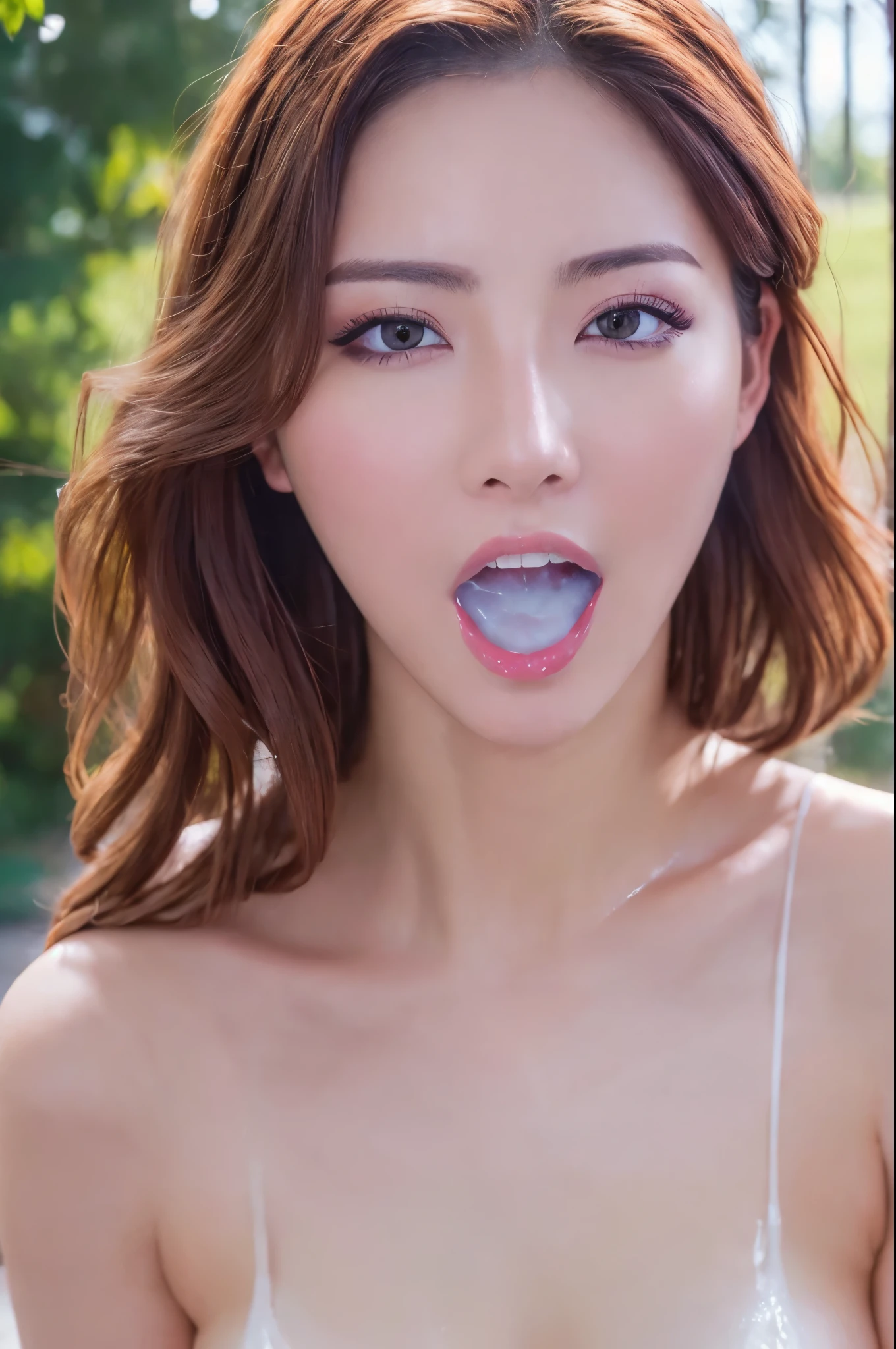 (masterpiece,ultra detailed,Highest quality:1.2),(Perfect beautiful face 1.2),(Perfect and beautiful posture:1.2)(open mouth),(white saliva in open mouth),Chubby,detailed young skin,(face focus,close up:0.5),