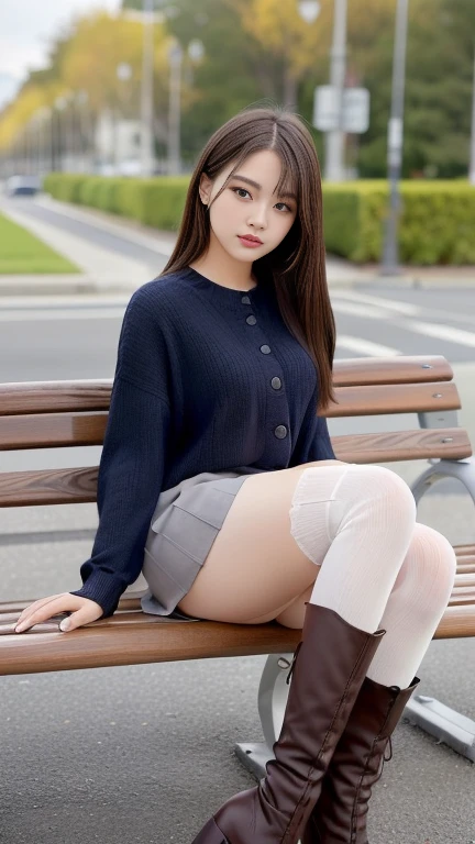 (Full body shot :2), (Full Focus:1.3), girlfriend, Colorful short-sleeved student uniforms, High-heeled leather shoes, long leges, The characters wear sailor suits and pleated skirts, half squatting, Must show your face, Must have stockings, Stocking tights, hyper HD, Ray traching, structurally correct, anatomy correct, Award-Awarded, High detail, Chiaroscuro, Cinematic lighting, Masterpiece, Super detail, High quality, High details, Best quality, 16k