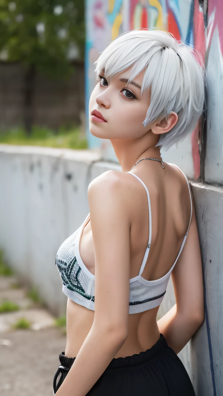 2D White Hair Bob Girl Cat Ears High Quality Anime Style