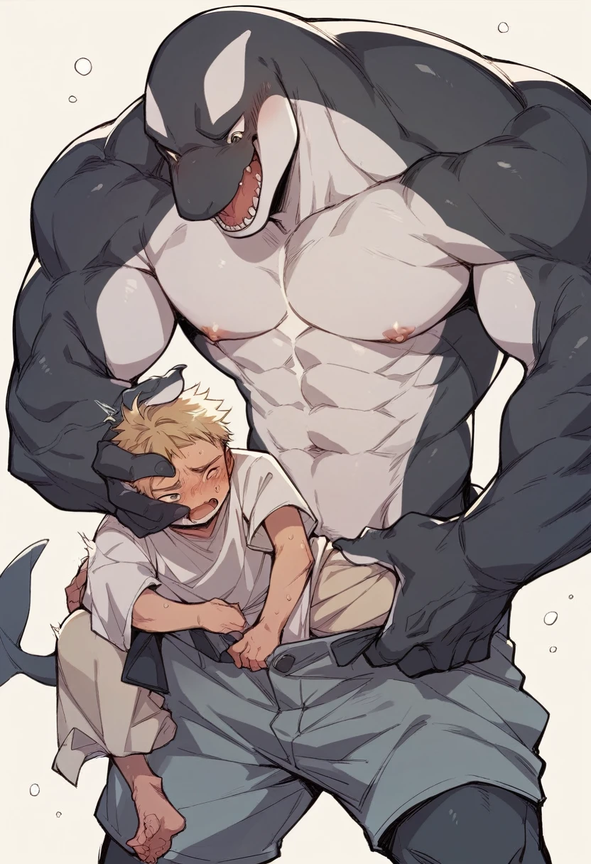 nsfw, cover page, fetish, hentai, zoophilia, gay, yaoi, highres, top quality, best quality, paid reward available, High-quality illustrations, unparalleled masterpiece, perfect artwork, absurdres, perfect anatomy(werewolf fucks human bitch boy, height difference:1.5)lovers sex, happy, sweety, kiss, hugs, bitch boy has puffy nipples and small penis, bellybulge, Sweaty, trembling, convulsions, torogao, orgasm, cumshots, screaming, moaning(((creampie, nakadashi, anal sex, Naughty anal, big penis into anal)))((Love each other passionately in the nest, Heart mark, sound effects, motion blur, Speech bubble))cinematic lighting,