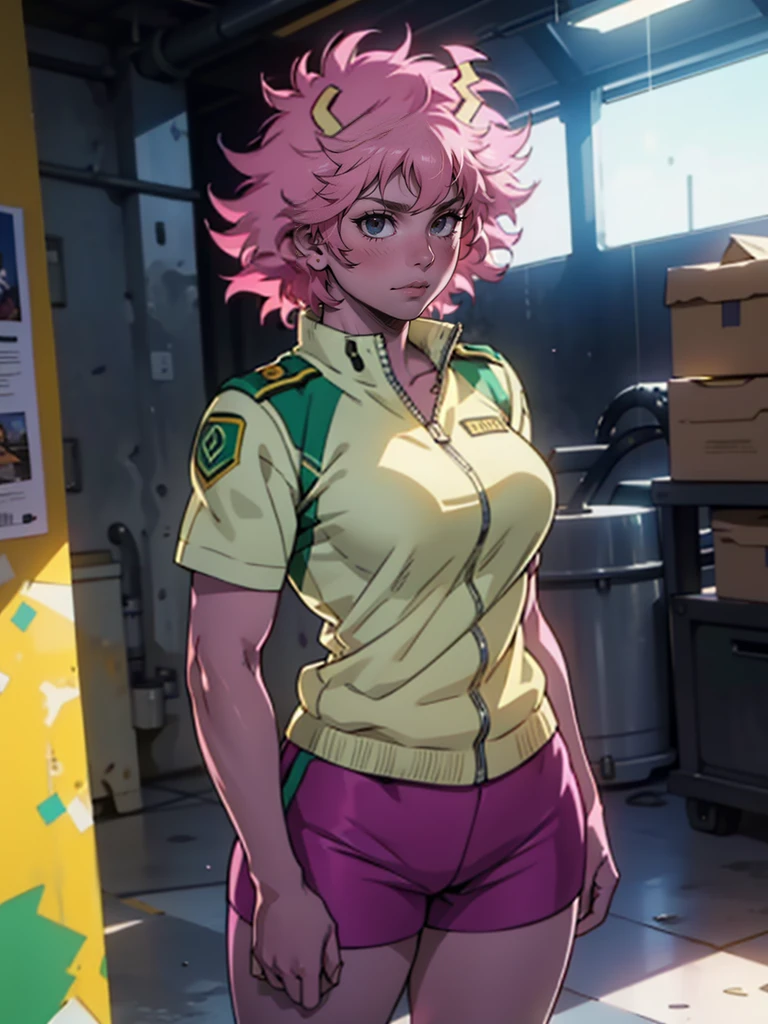  anime character, Mina_Ashido from My Hero Academia, beautiful woman, beautiful detailed eyes, (Short curly pink hair:1.3), medium detailed breasts, ((pink_skin:1.4)), ample hips, insanely detailed accentuated big booty, aqua green booty shorts, stilettos heels, (8k, RAW photo, masterpiece), High RAW detail color photo, a professional photo, (realistic, photorealism:1.4), (highest quality), (highest resolution), (best shadow), (best illustration), ultra high detail, ultra high resolution, highly detailed CG unified 8K wallpapers, physics-based rendering, cinematic lighting, photo, realistic, realism, high contrast, photorealistic digital art trending on Artstation, 8k HD high definition detailed realistic, detailed, skin texture, hyper-detailed, realistic skin texture, best quality, nikon, d850 film, stock photograph, kodak portra 400 camera f1. 6 lens, rich colors, hyper-realistic lifelike texture, dramatic lighting, unreal engine, trending on art station, cinestill 800