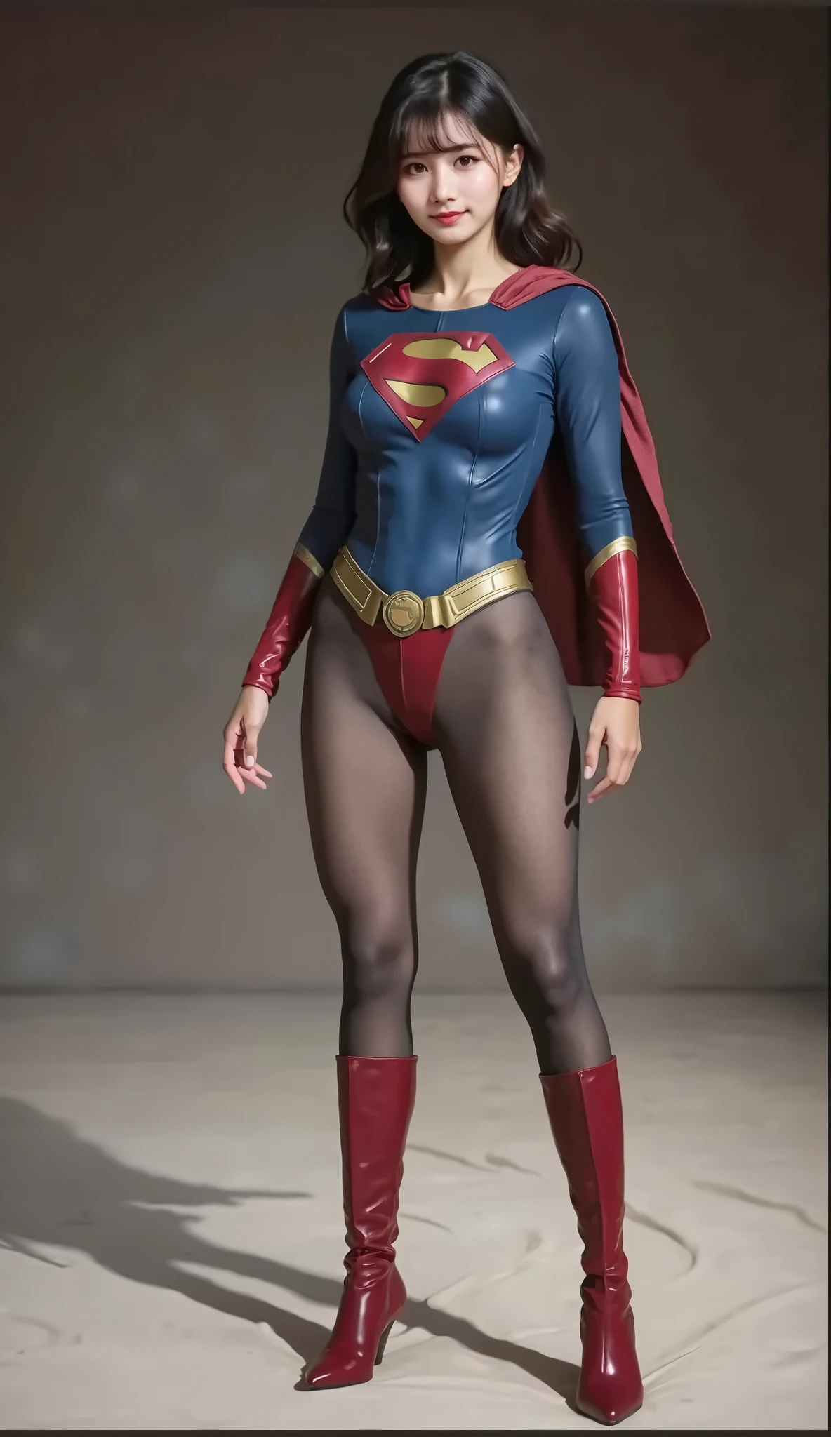 No background、(((Beautiful legs in black tights.)))、(((Legally express the beauty of your smile)))、((((Make the most of your original images)))、(((Supergirl Costume)))、(((ボディにフィットしたSupergirl Costume)))、(((Short beautiful hair)))、(((Smiles and winks)))、(((Please wear black tights....、Wear red boots)))、((Best image quality、8k))、((highest quality、8k、masterpiece:1.3))、(((Preserve background )))、Sharp focus:1.2、Beautiful woman with perfect figure:1.4、Slim Abs:1.2、Wet body:1.5、Highly detailed face and skin texture、8k