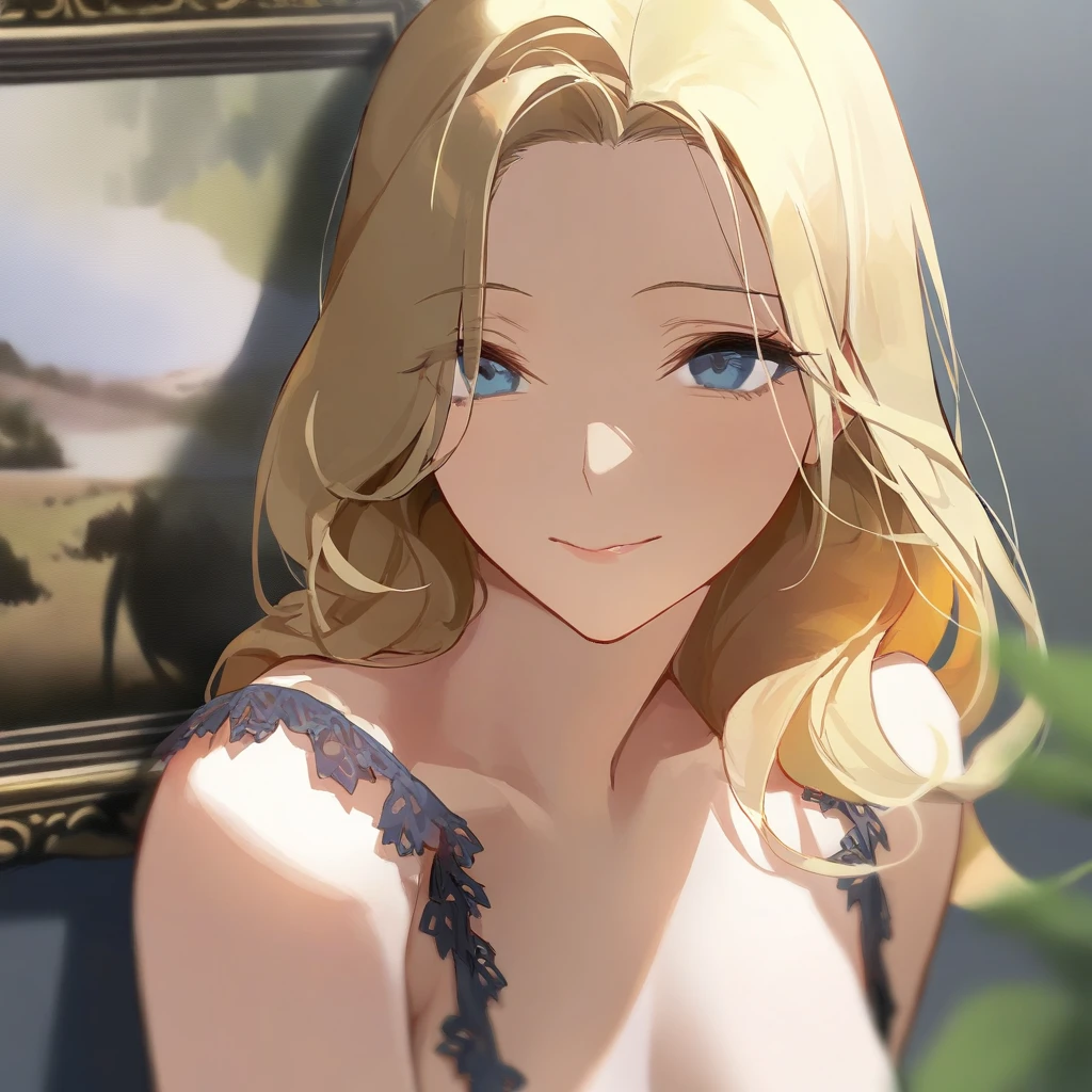 ( masterpiece : 1.2,  best quality),  actual , ( actual  Picture, Intricate details, Depth of Field),  best quality,  masterpiece , High Detail, Semi  actual ,  1 girl at home,  mature woman , 21 years old, blond, Short shoulder-length hair , Left eye covered by hair,  blue eyes, King&#39;s Clothes, Red cape, Slender figure,  crown made of precious metal, Read the file, Tag Files, quill, desk, Soft stool, palace, 在palace里, In the Middle Ages