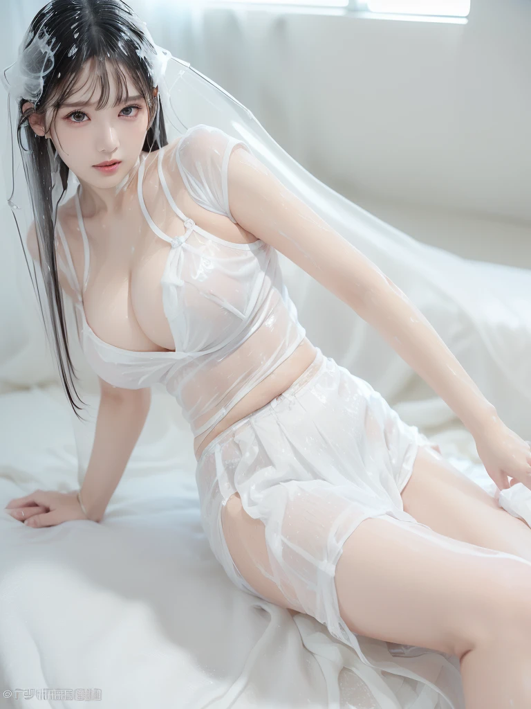 starry night,Natural posture,Beautiful woman, Beautiful womanの裸体,Perfect nude,(( top is a flat line of bare top made of pure white wet thin fabric, exposing the underbust)),((Short flared skirt made of pure white wet thin fabric )),((ランダムカラーの wet hair  )),(( wet hair  :1.5)),Big Breasts, ((美しいBig Breasts)),(( EXPOSED UNDERBUST :1.5)),BEAUTIFULLY ROUND BIG ASS   ,((BEAUTIFULLY ROUND BIG ASS  を披露しましょう)),((Wet Skin:1.5)),((Pure white wet thin fabric texture :1.5)),((Skin is transparent)),((Turn around on all fours)),(( spread his legs))