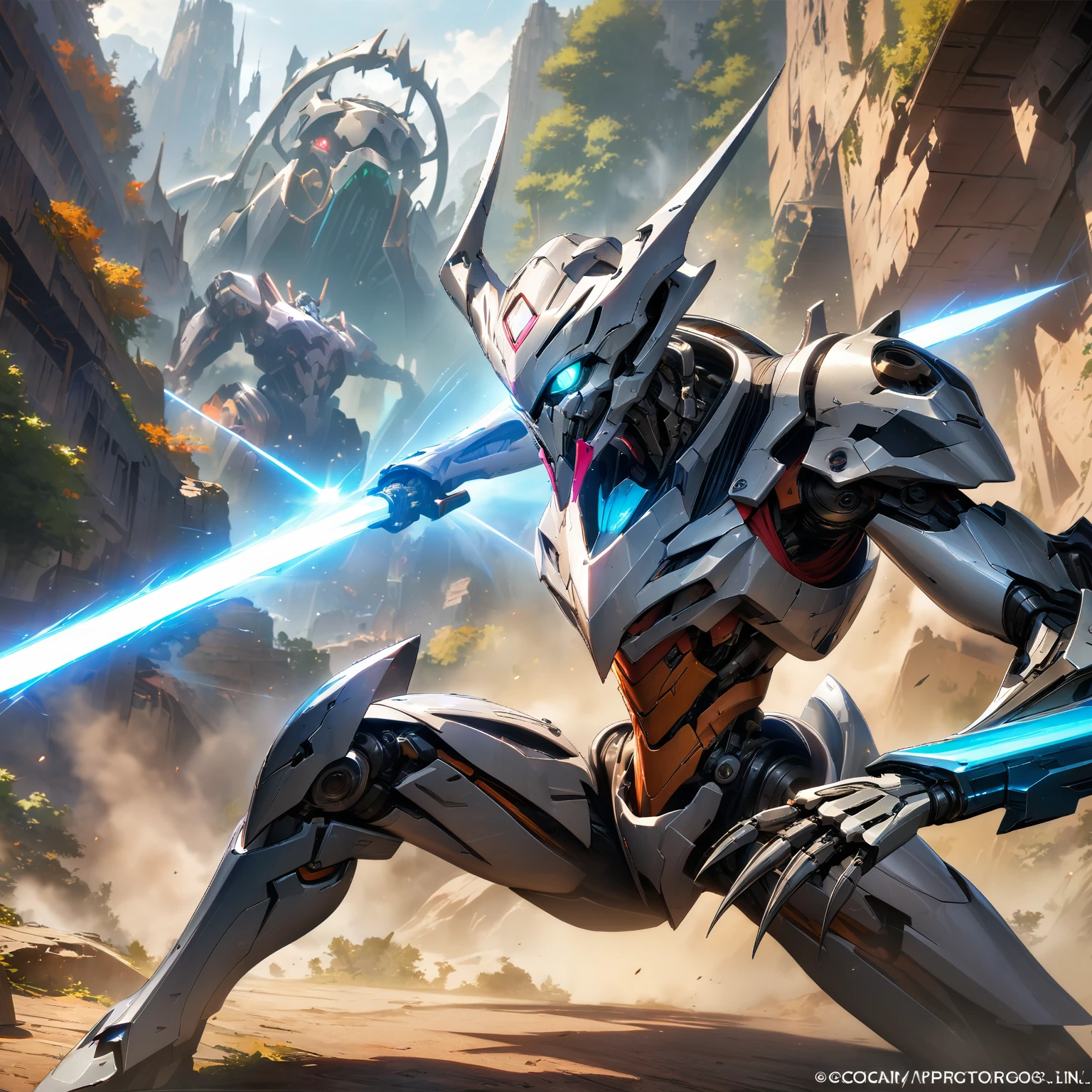 (General Grievous, cyborg, alien, mask, reptilian eyes, slit pupils:1.3), robot science fiction, holding weapon, (four arms with glowing lightsabers:1.2), (attacking, swinging laser swords:1.3), (masterpiece, top quality, best quality, detailed scenery background, official art, beautiful and aesthetic, extremely detailed, best quality, absurdres:1.3), (detailed natural lighting, depth of field:1.3) (hyperrealistic:1.5), vivid 16k colorful hdr, highest detailed