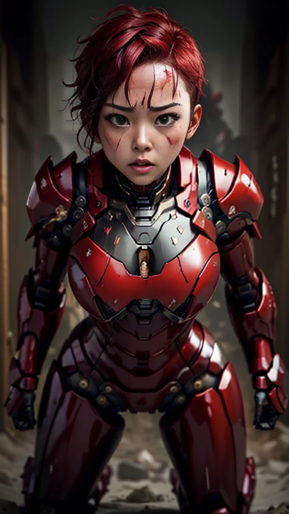 Rough skin,    very detailed ,  's Graveyard More Details  ,     high quality, 最    high quality,   kampala , 1080P 、 bleeding from the wound 、Red Armor、Wearing red and black、cute((Severe damage to the entire body))(   wearing a damaged female robot suit...)(Red Armor)(Broken Armor)   Black Hair   、、  short hair、 Wet 、 mouth、Sweaty face、It hurts again、cute、、  droolsing from the mouth、 Female adult 　　( Steam coming out of my face ) ((Steam from the body))    with head on side  　   Touching the vagina　  drools　 Looking up with the naked eye   　  chubby figure　suffering　