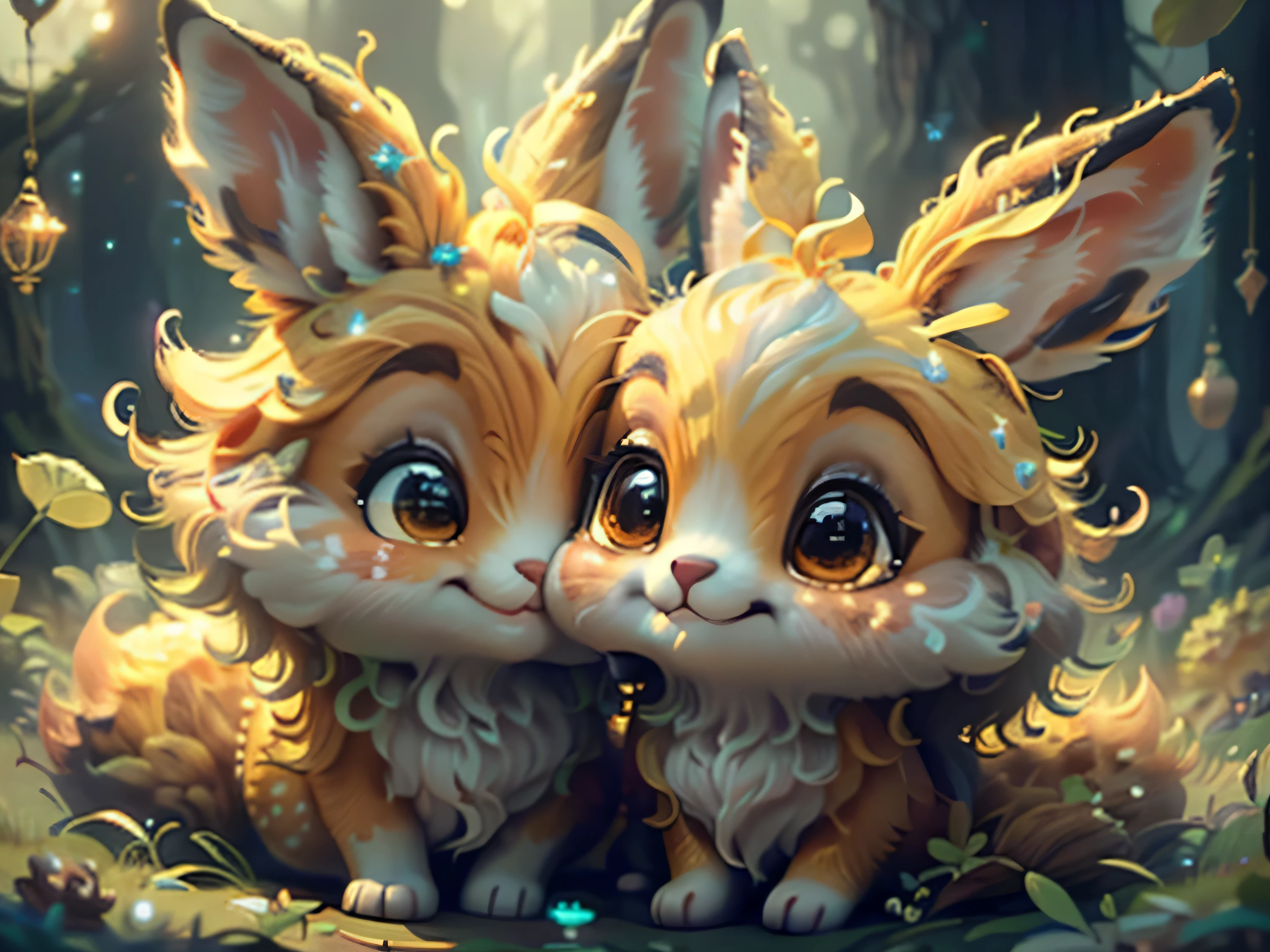 Magical Fantasy Creature, (Best Quality, Masterpiece, Representative Work, Official Art, Professional, Ultra Fine Detail, 8k:1.3), (Photorealism:1.2), Fox Spirit, Super Cute, Big Eyes, Soft, Delicate Nose, Fluffy, Two-Toothed Smile, Cute Fennec Fox Ghost, Realistic, Beautiful, Sparkling, Stars in Eyes, Star Pearl, Fox Lights, Soft Volumetric Light, (Backlight:1.3), (Cinematic:1.2), Intricate Details, (ArtStation:1.3), --auto --s2