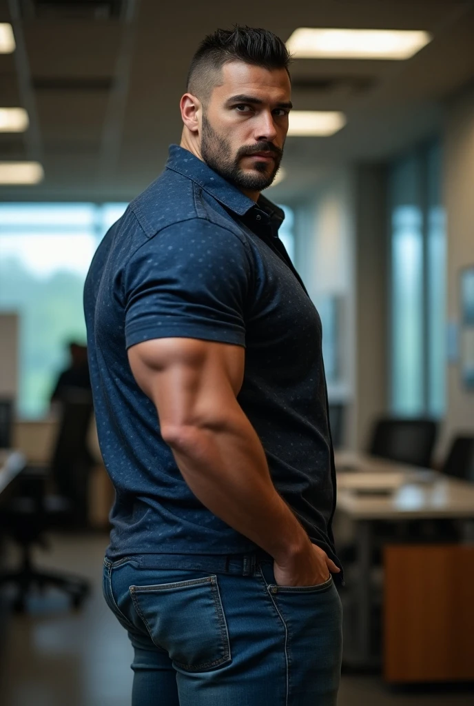 chris redfield, a very handsome young man, sunglasses, wearing a gray shirt, in an apartment