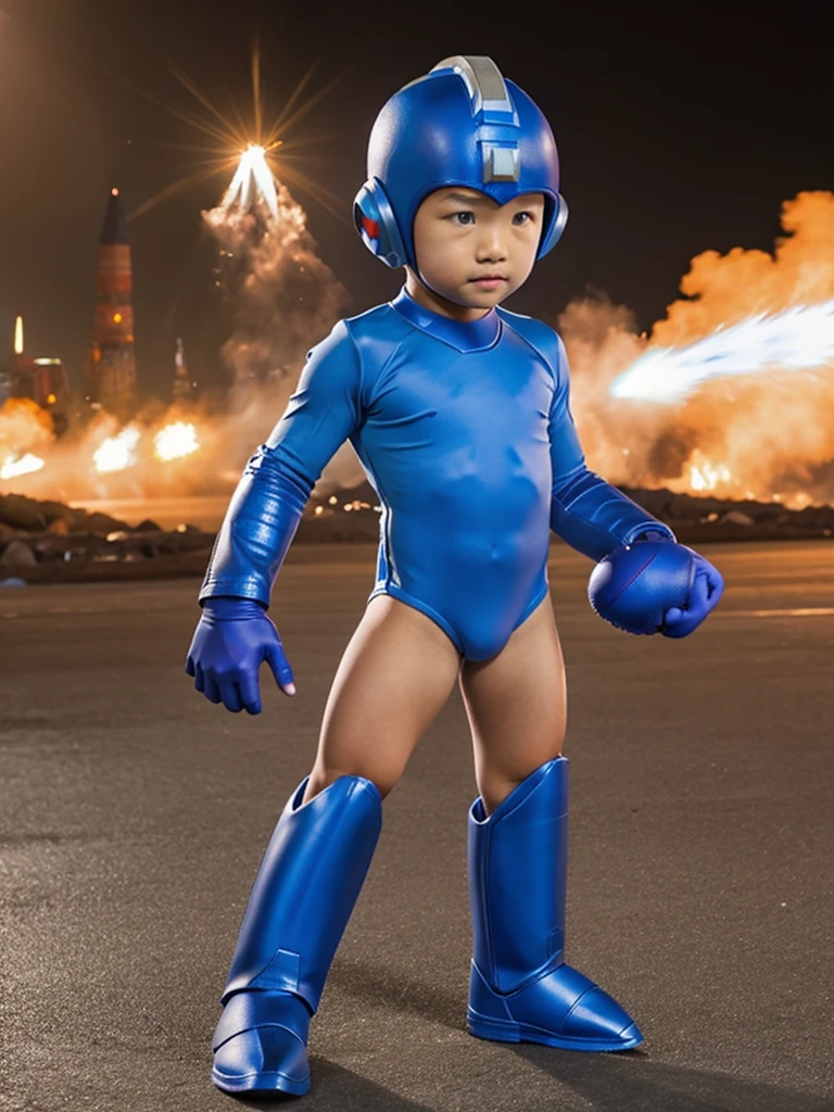 --- Boy -- 14 -- Mongolian -- Mega Man Outfit -- Leotard -- Muscular ---