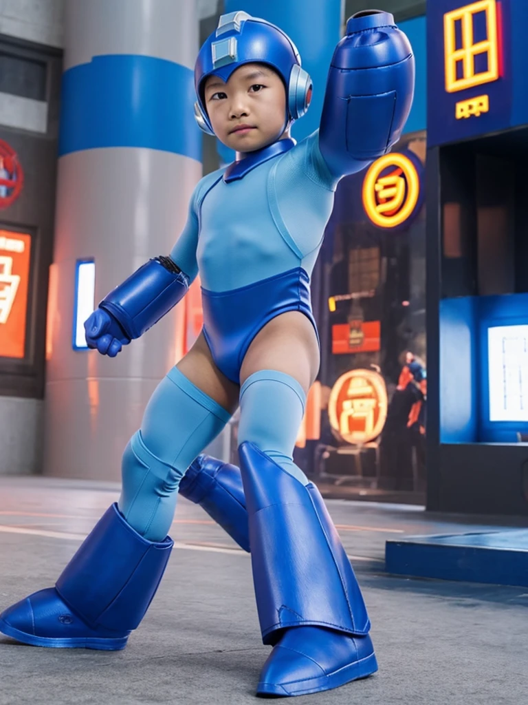 --- Boy -- 14 -- Mongolian -- Mega Man Outfit -- Leotard -- Muscular ---